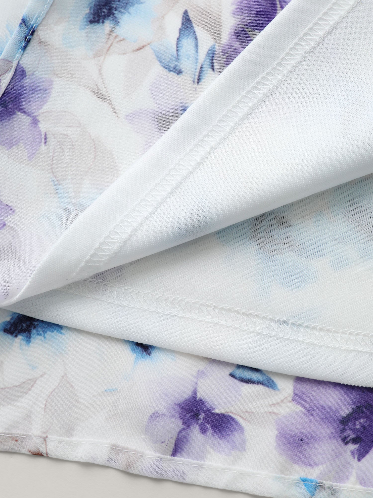 Chiffon Floral Spliced Neckline Tie Blouse - Image 6