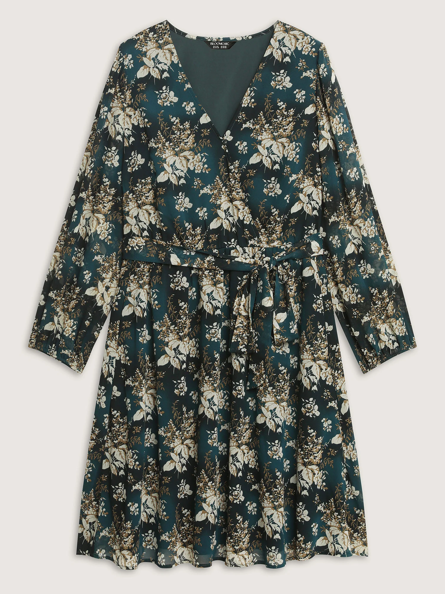 Chiffon Floral Surplice Neck Belt Mini Dress - Image 7