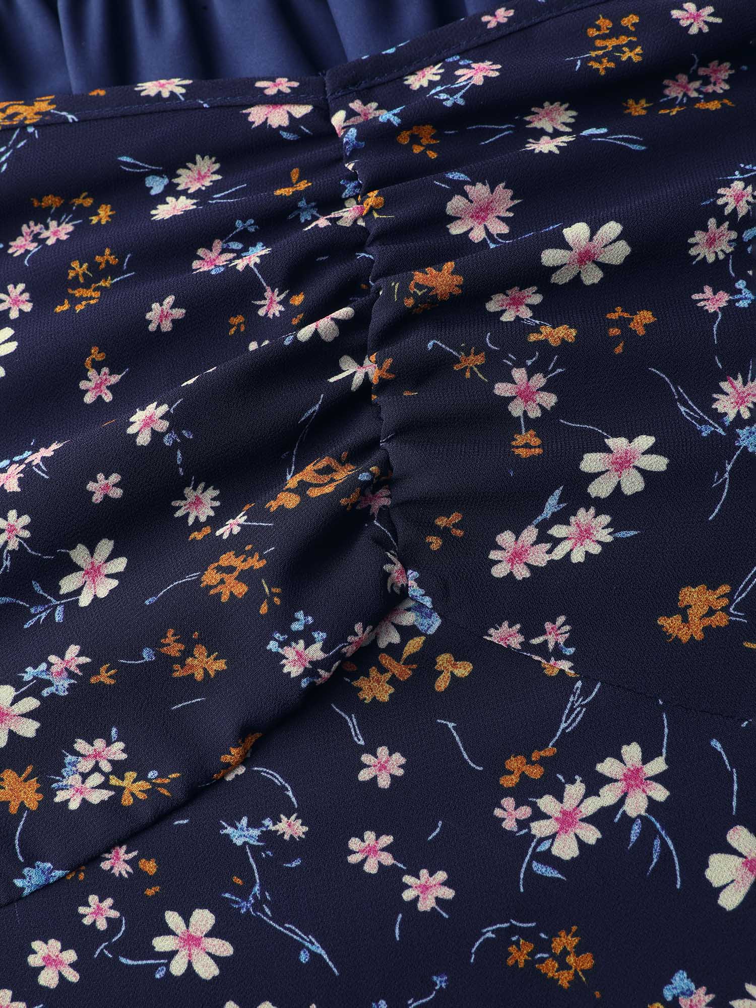 Chiffon Floral Sweetheart Neckline Mini Dress - Image 5