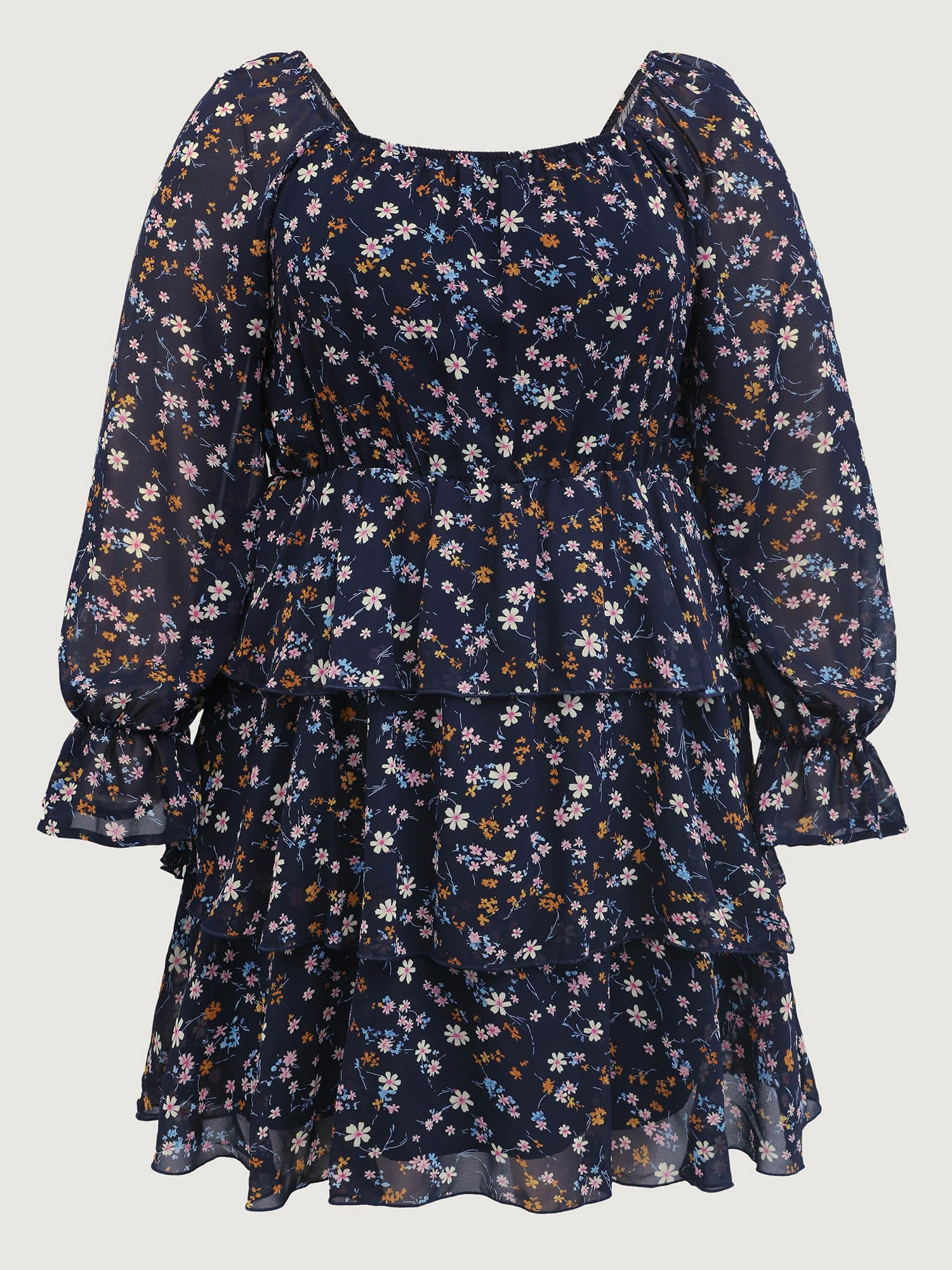 Chiffon Floral Sweetheart Neckline Mini Dress - Image 6
