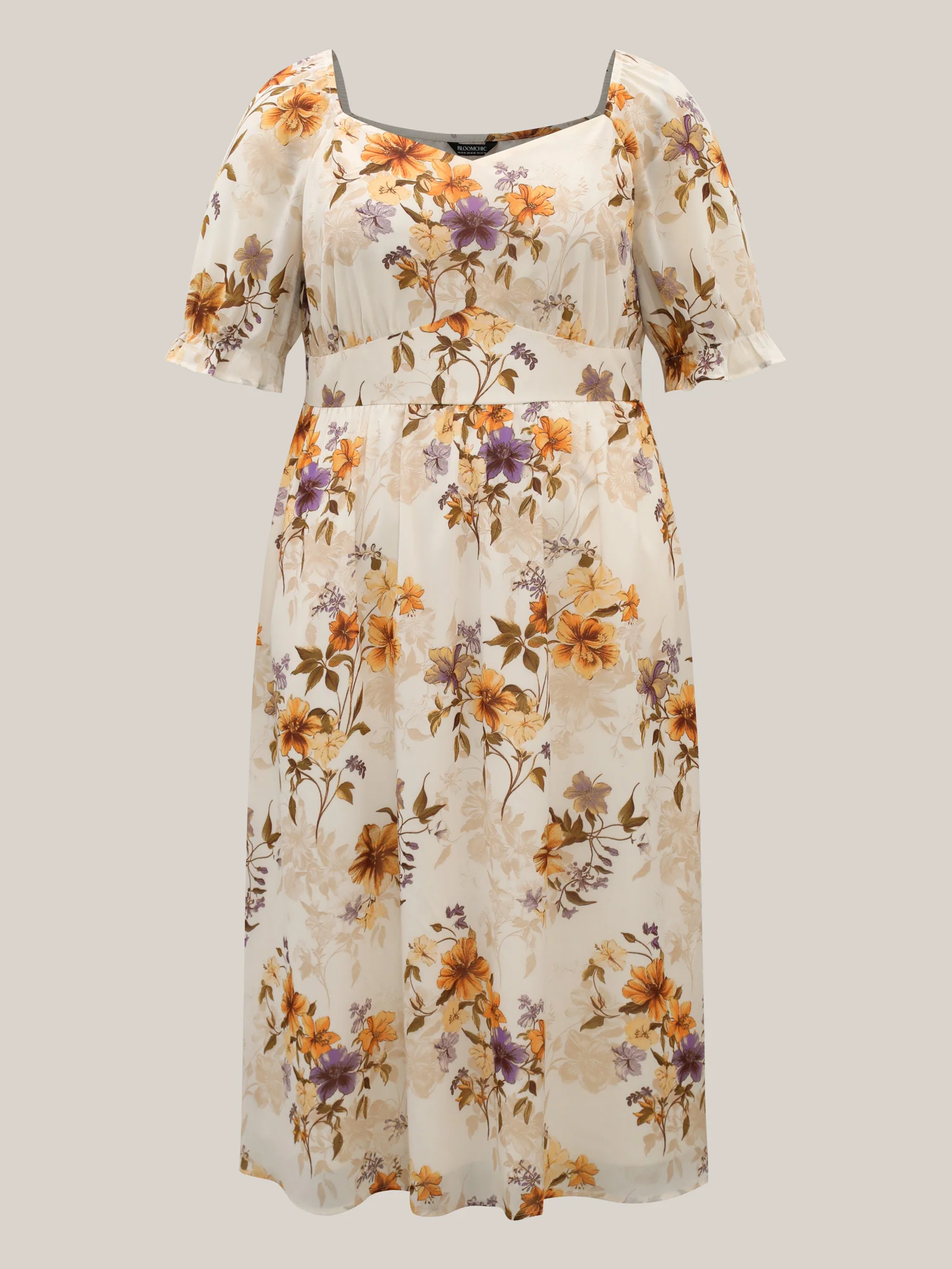 Chiffon Floral Waist-Cinched Midi Dress - Image 8