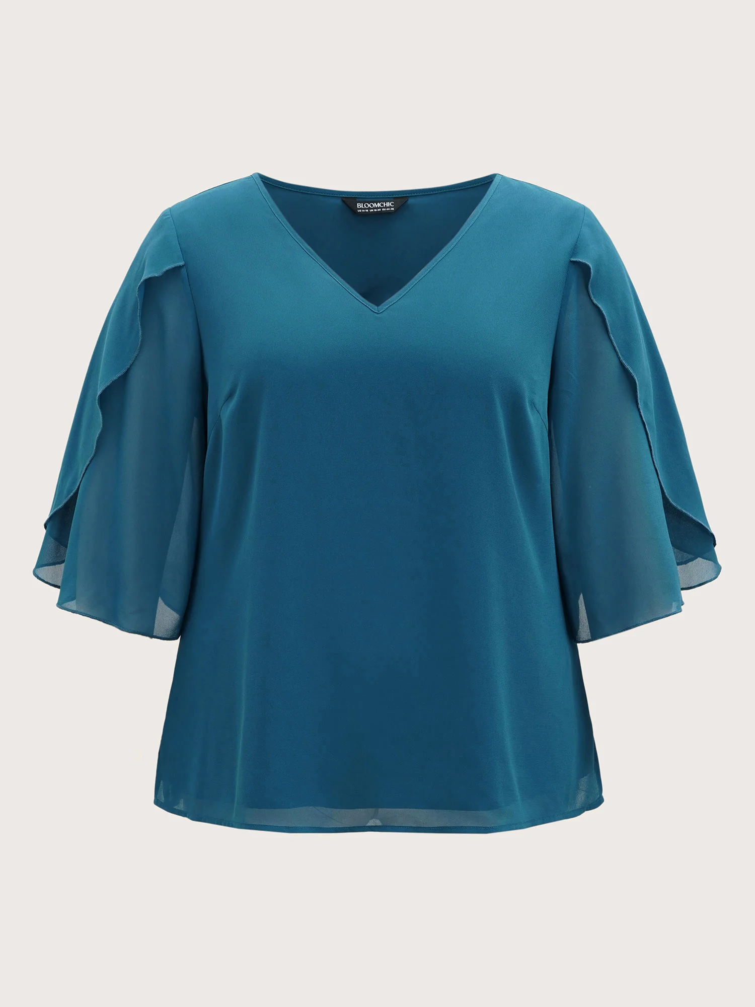 Chiffon Gathered Petal Sleeve Blouse - Image 5