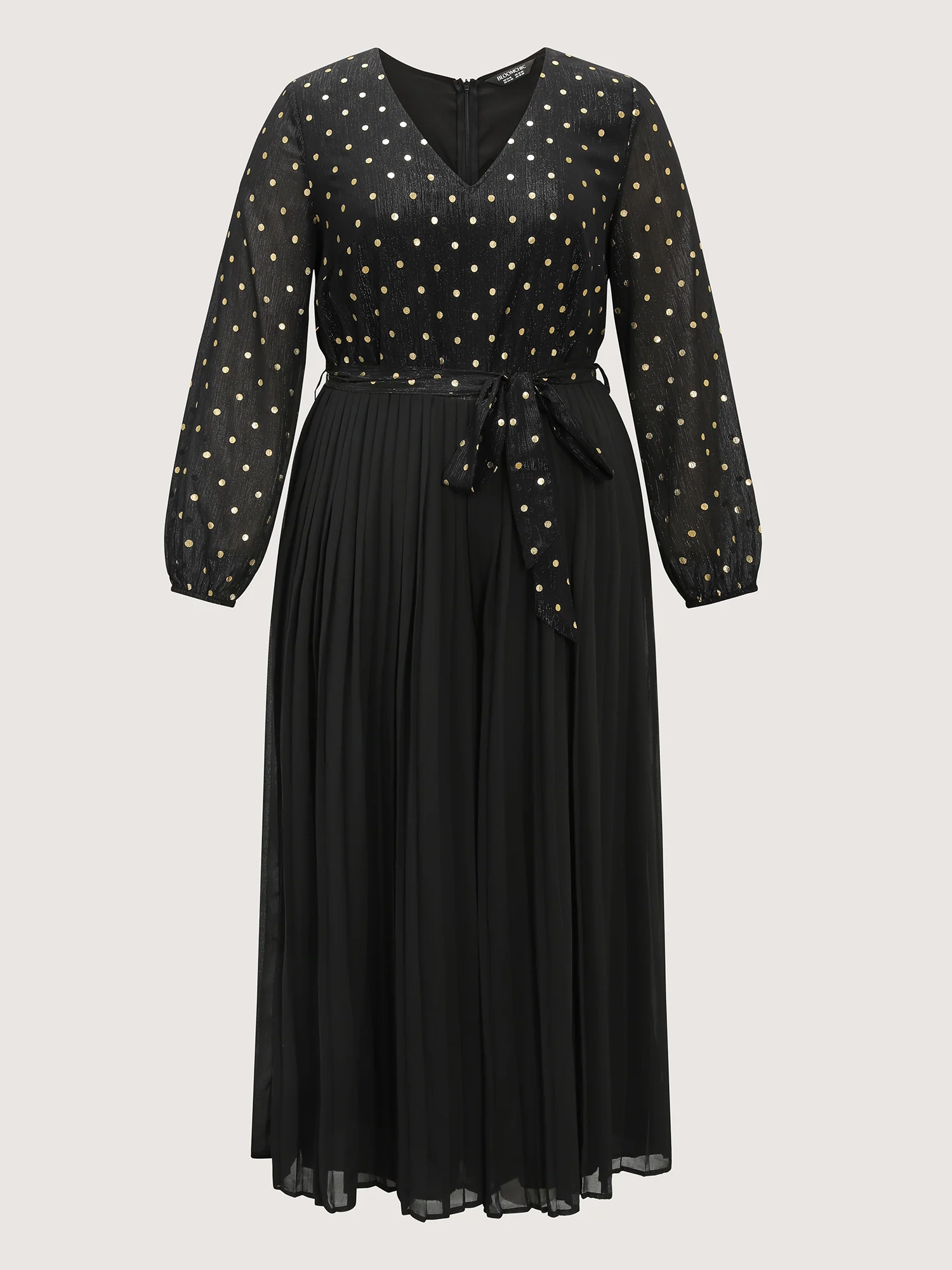 Chiffon Gold Polka Dots Cinched-Waist Jumpsuit - Image 7
