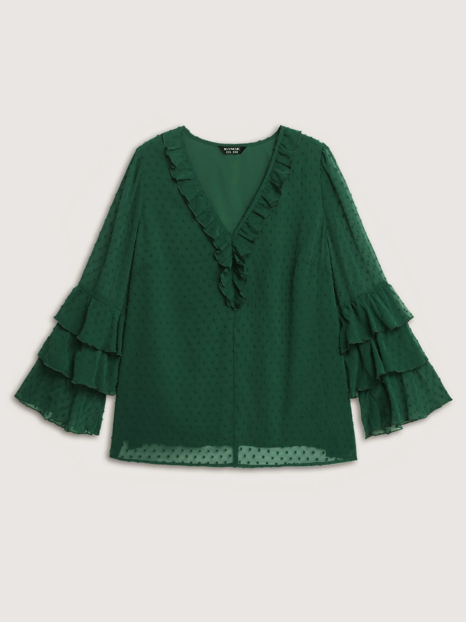 Chiffon Jacquard Layered Sleeve Blouse - Image 8