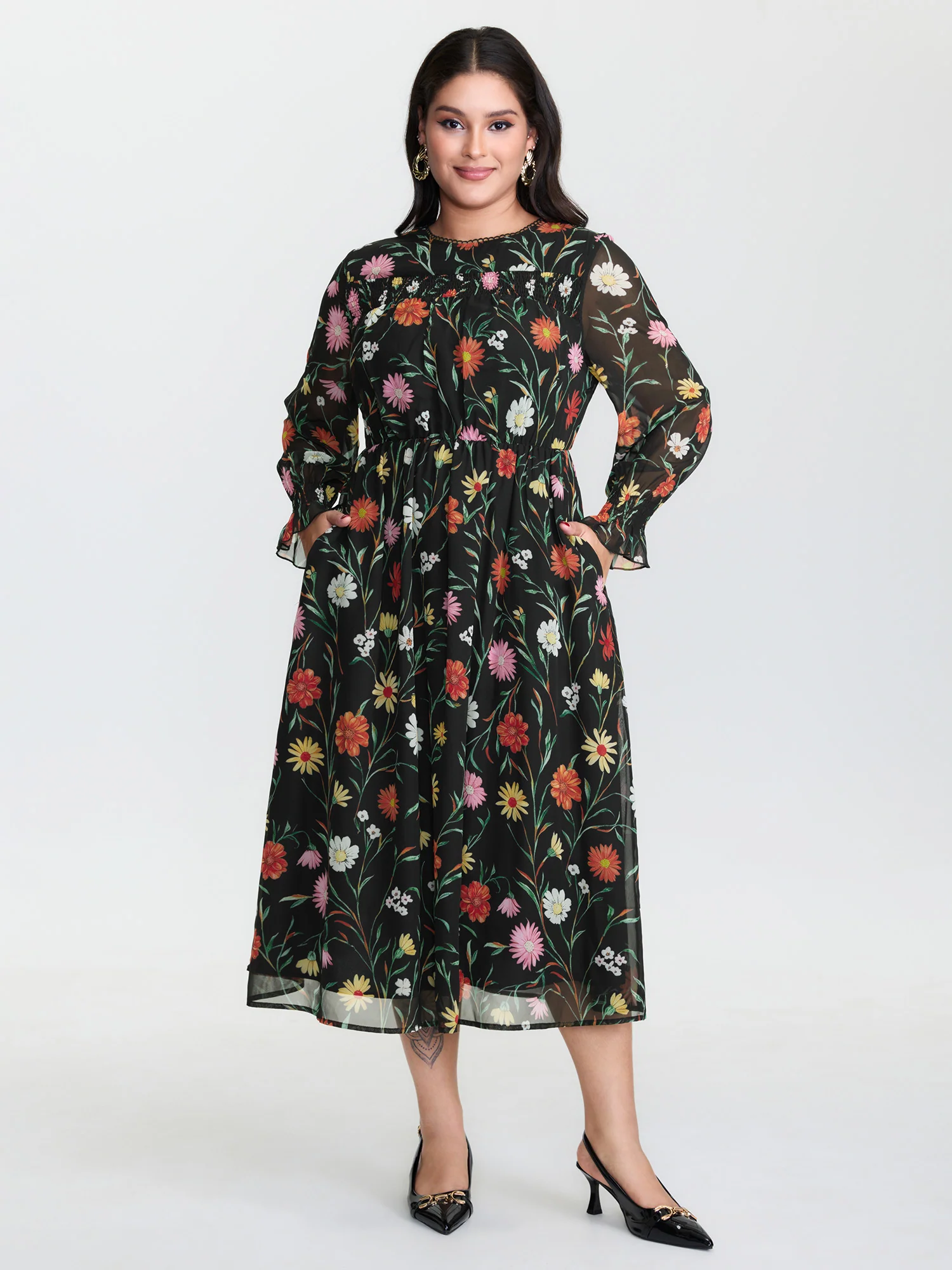 Chiffon Multi-Color Shirred Maxi Dress - Image 2