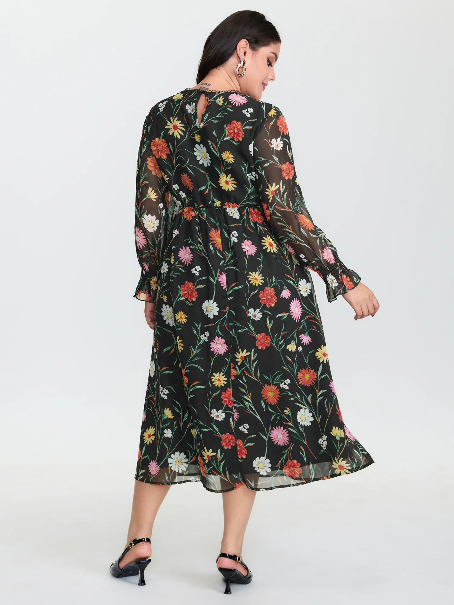 Chiffon Multi-Color Shirred Maxi Dress - Image 4