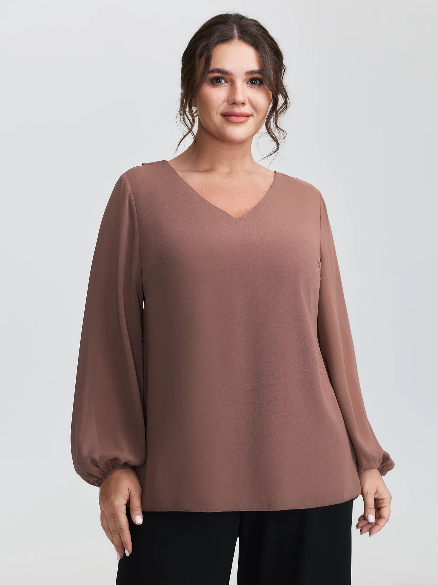 Chiffon Overlap Back Pleated Blouse - Image 2