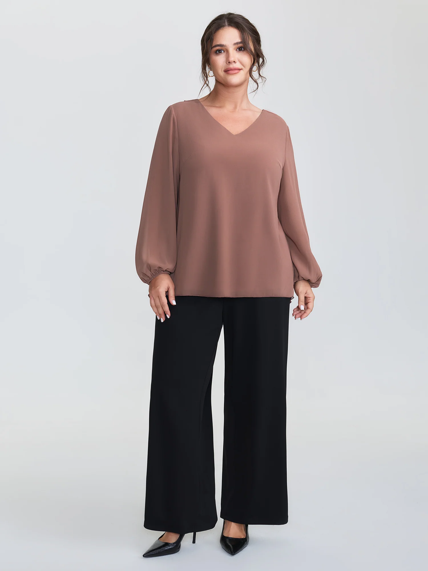 Chiffon Overlap Back Pleated Blouse - Image 3