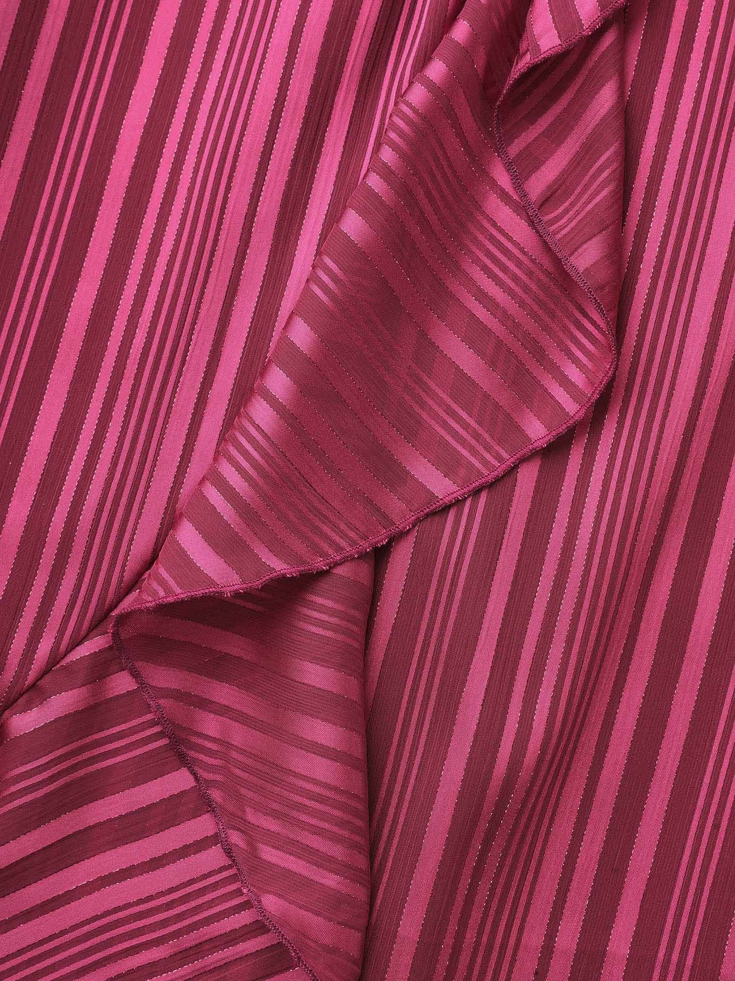 Chiffon Overlap Collar Ruffle Trim Dress - Image 5