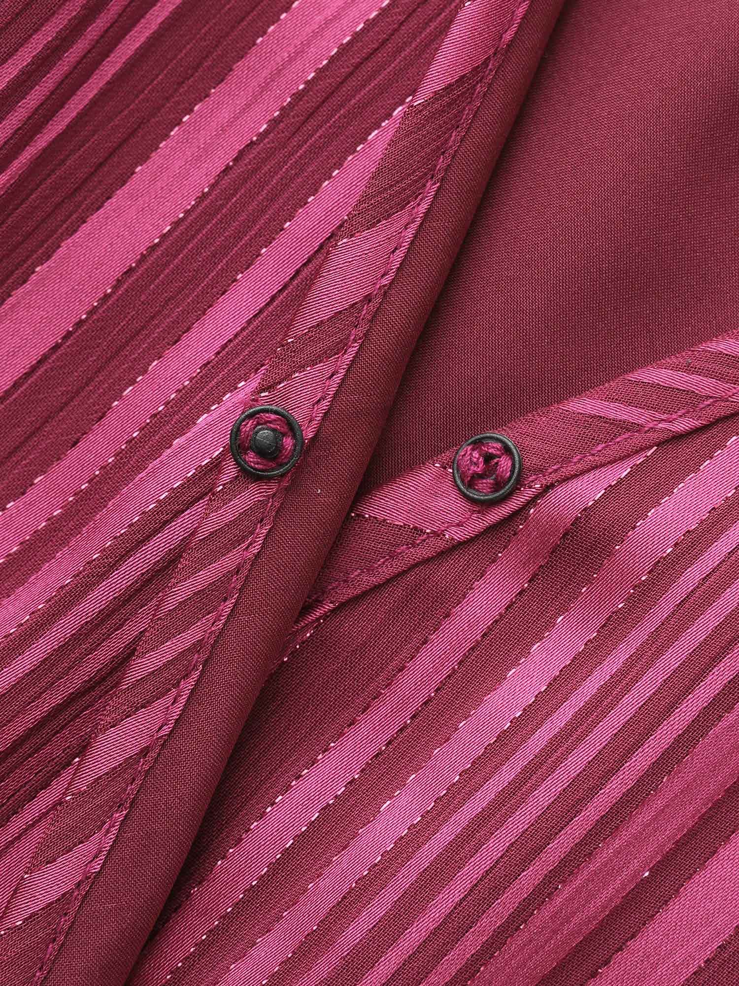 Chiffon Overlap Collar Ruffle Trim Dress - Image 6