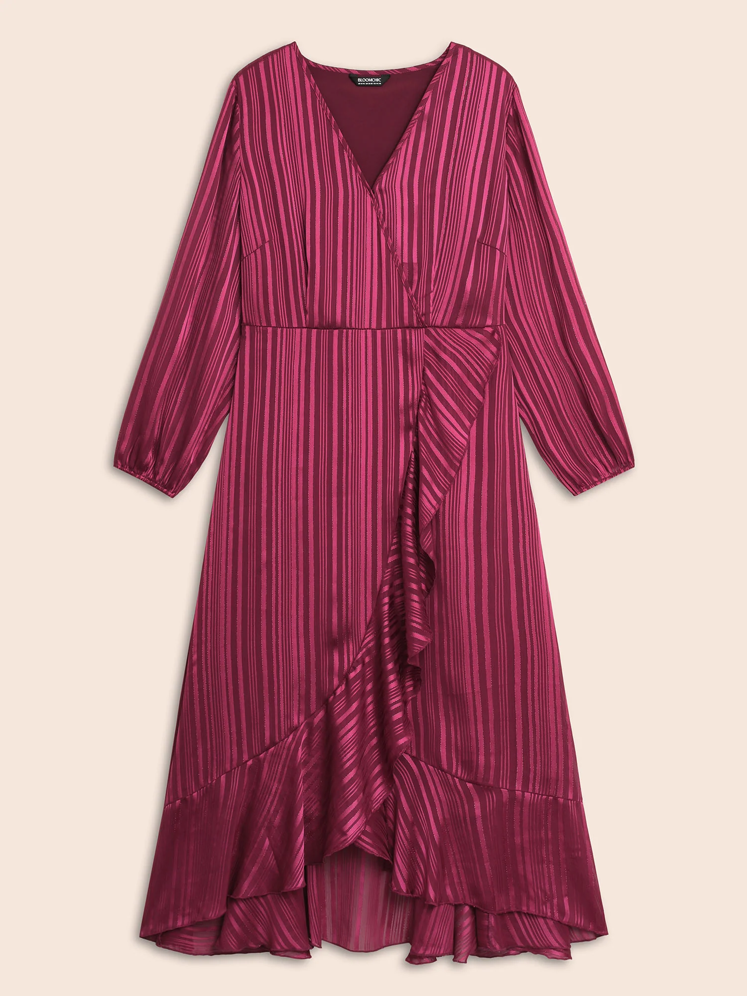 Chiffon Overlap Collar Ruffle Trim Dress - Image 7