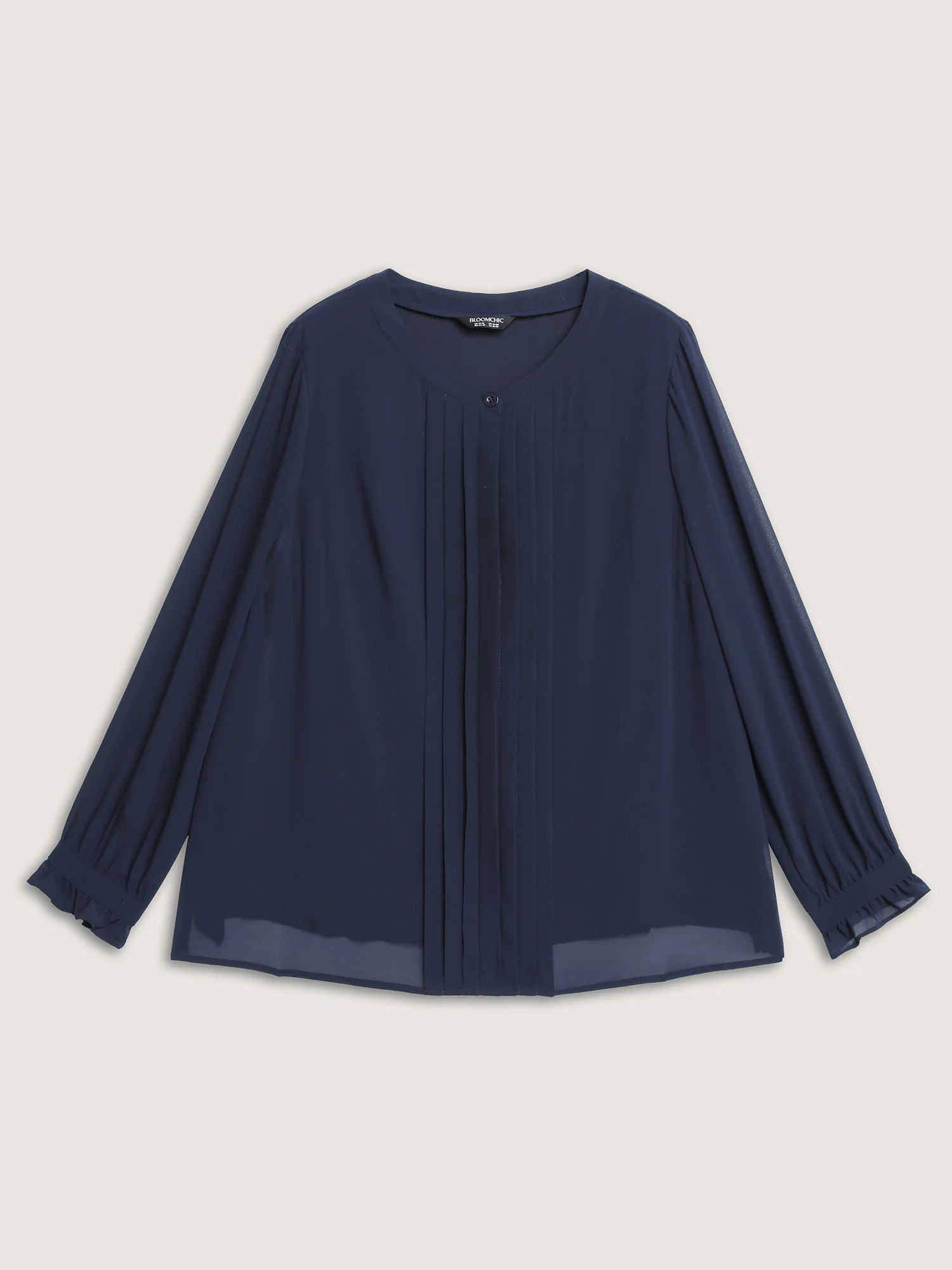 Chiffon Pleated Round Neck Blouse - Image 7