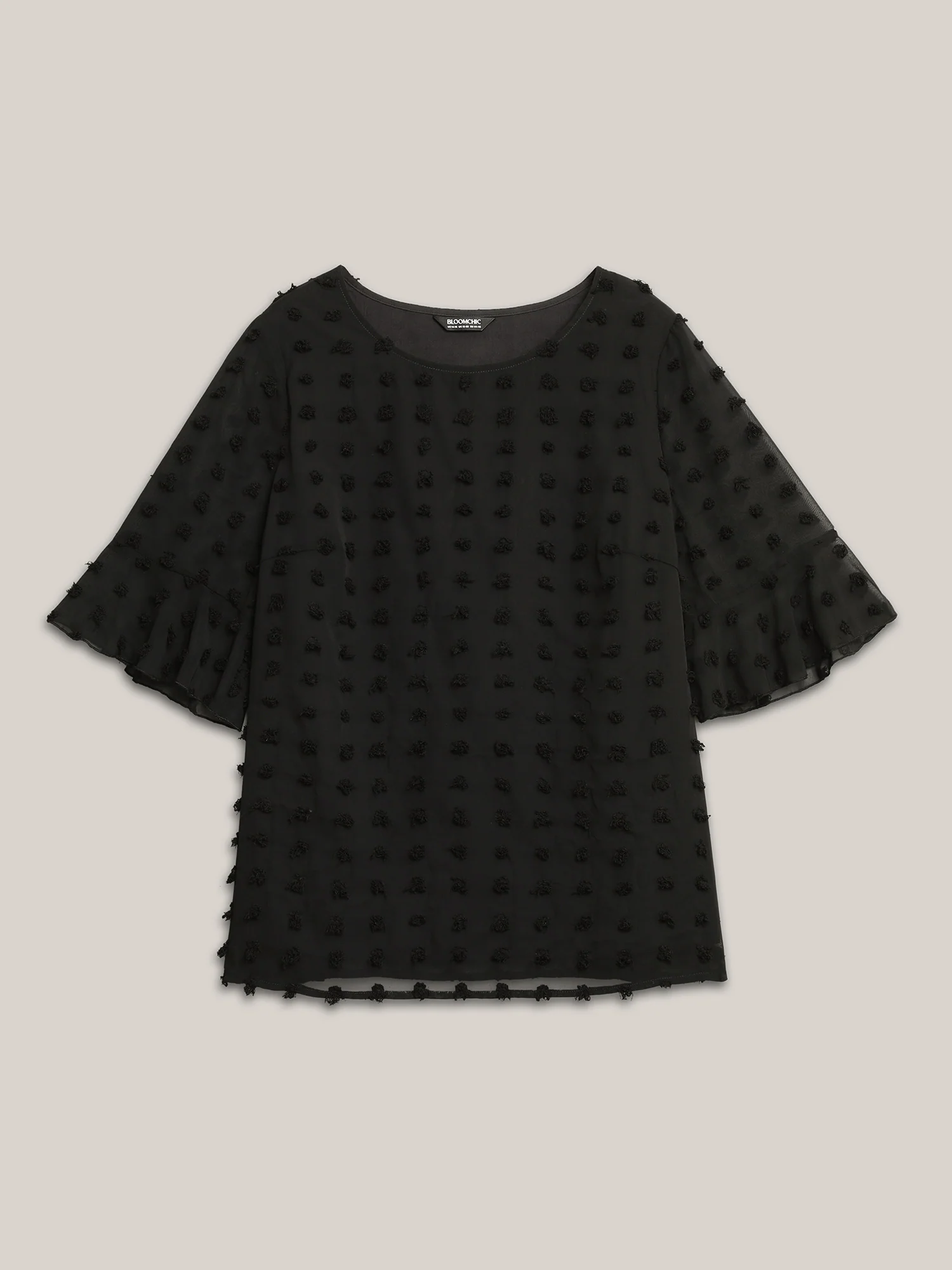Chiffon Polka Dot Round Neck Shirt - Image 7