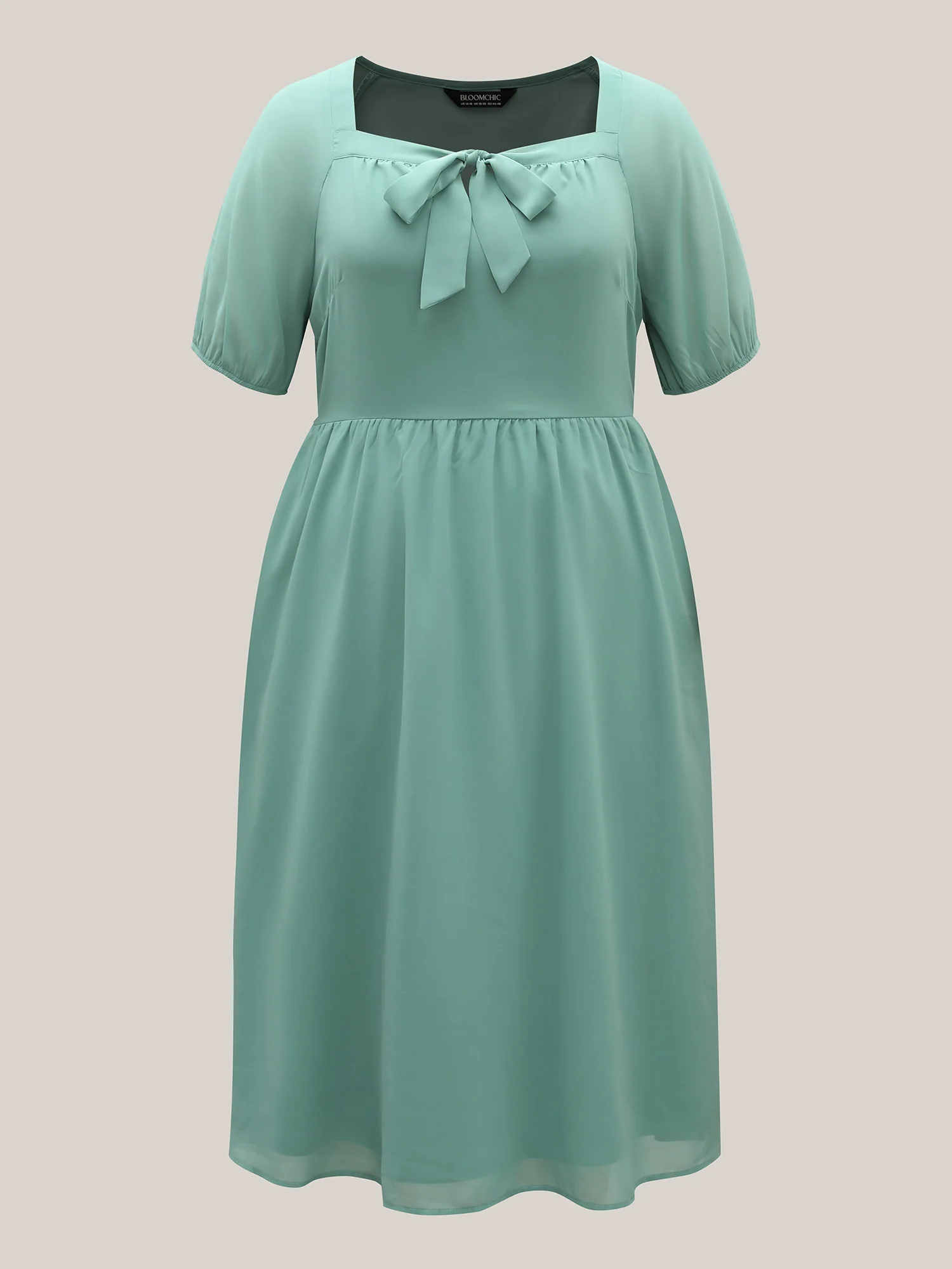 Chiffon Ribbon Collar Waist-Cinched Dress - Image 5