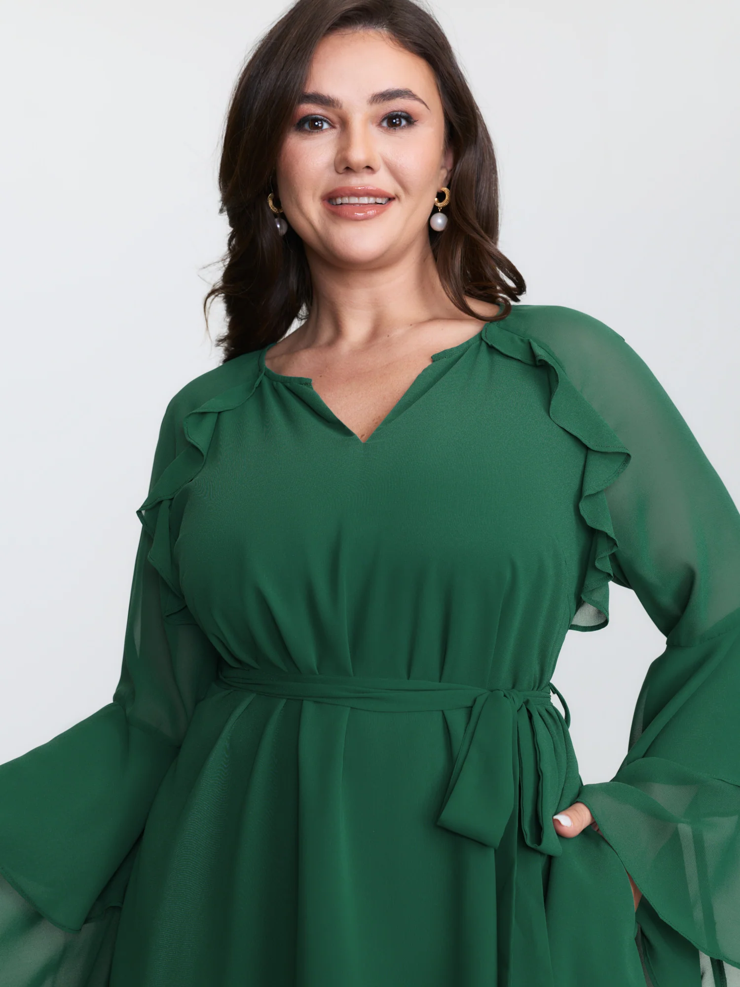 Chiffon Ruffled Layered Sleeve Mini Dress - Image 2