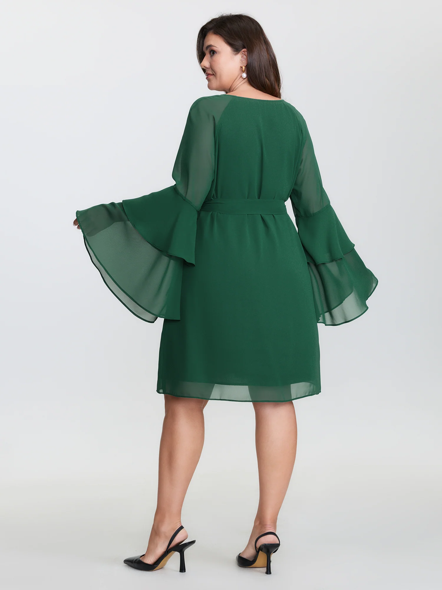 Chiffon Ruffled Layered Sleeve Mini Dress - Image 5