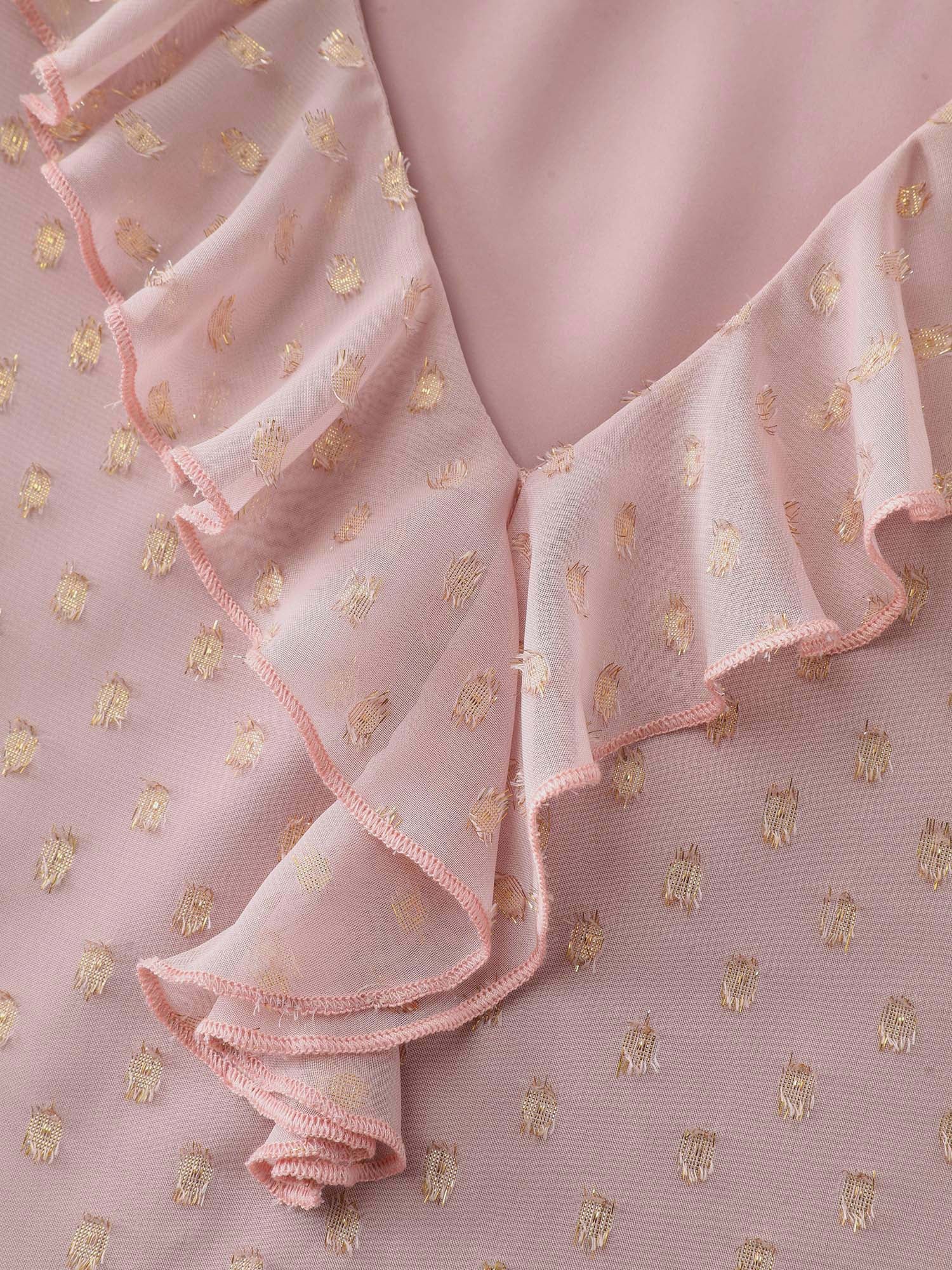 Chiffon Ruffled Neckline Layered Sleeve Blouse - Image 6