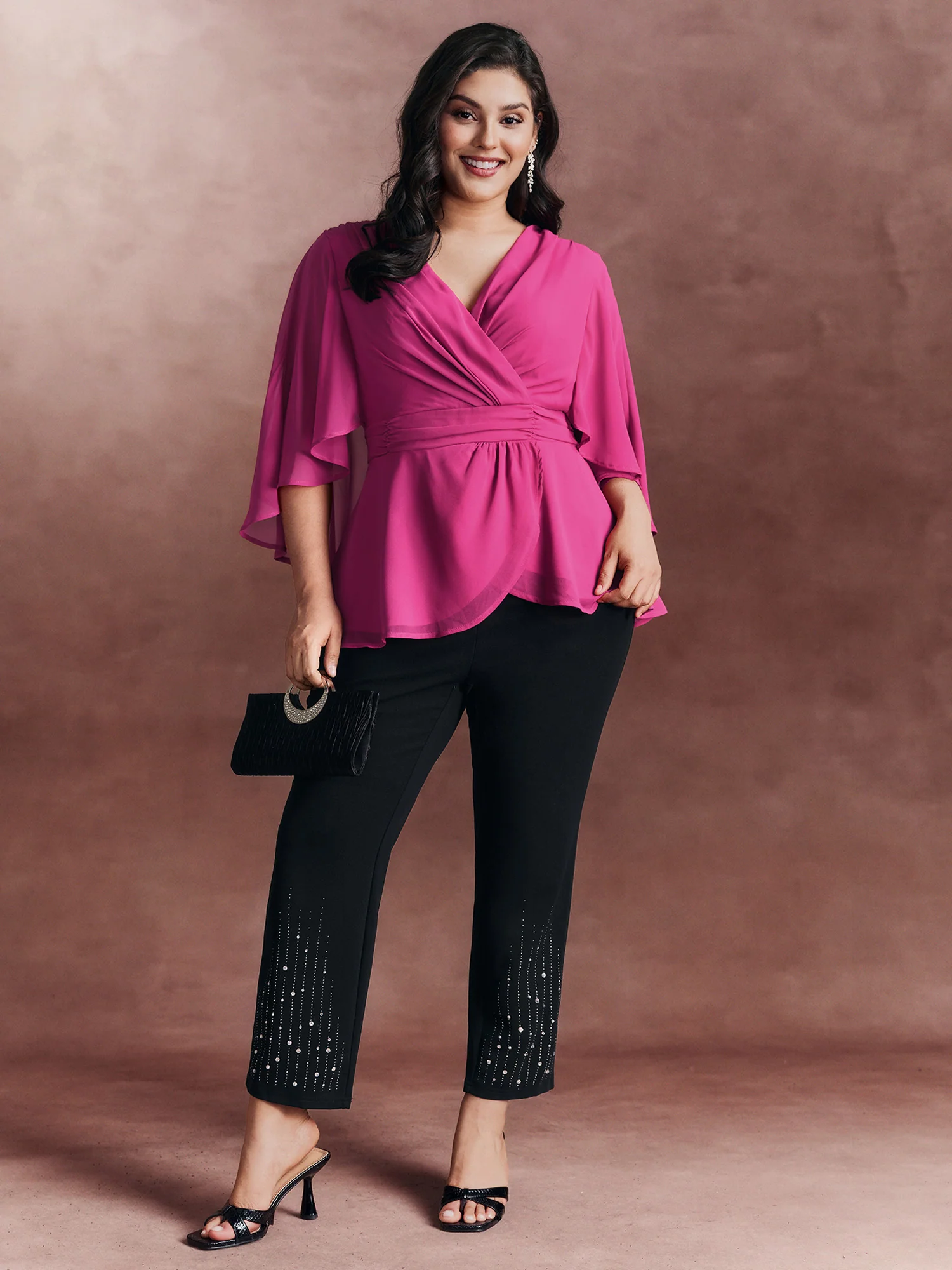 Chiffon Shawl Layered Sheer Blouse - Image 2