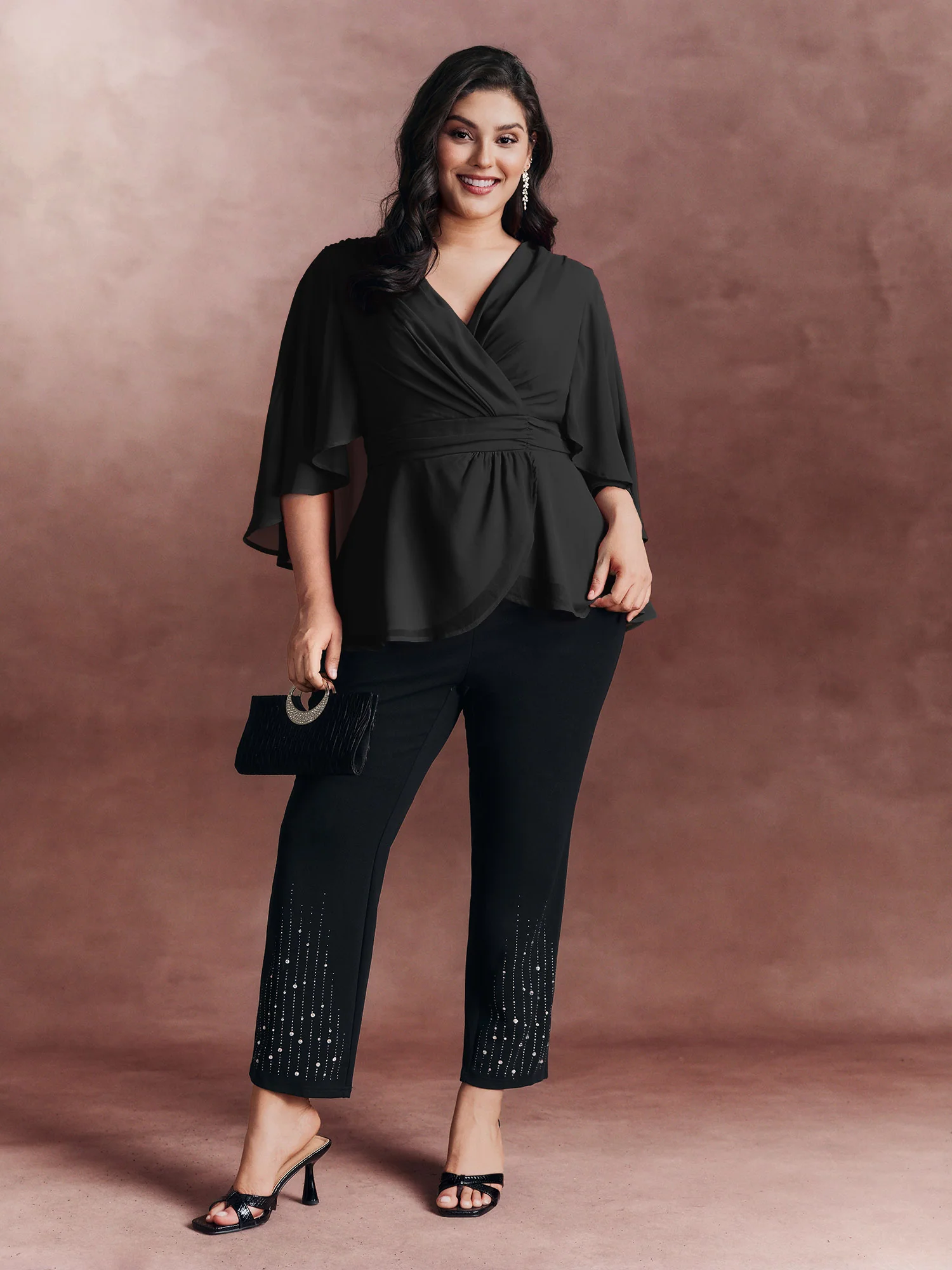 Chiffon Shawl Layered Sheer Blouse - Image 8