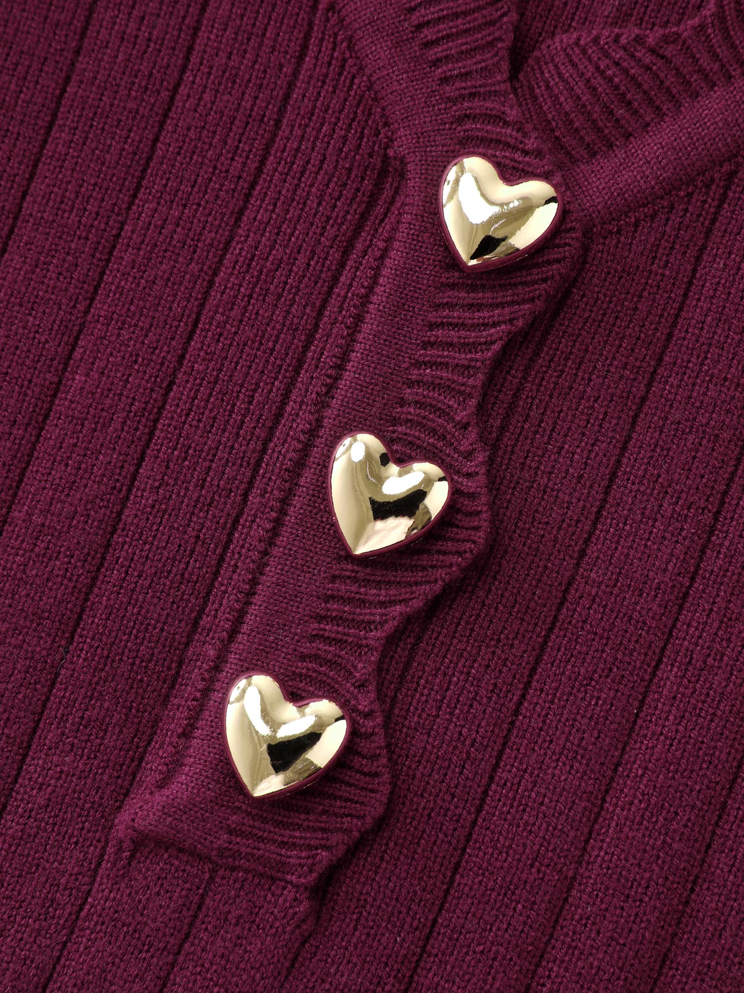 Chiffon Sheer Sleeve Heart Shaped Button Pullover - Image 5