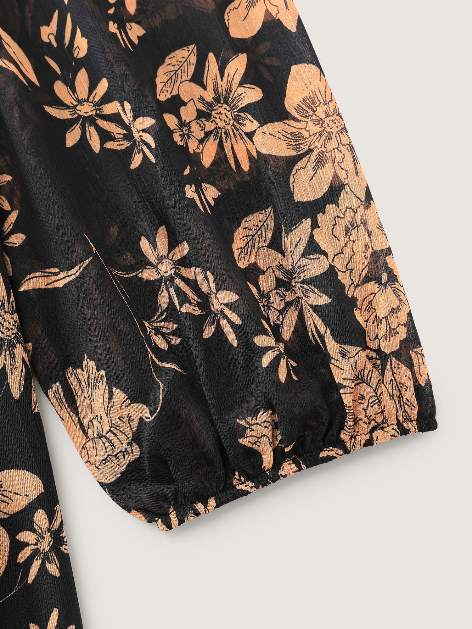Chiffon Silhouette Flower Ruffled Midi Dress - Image 6