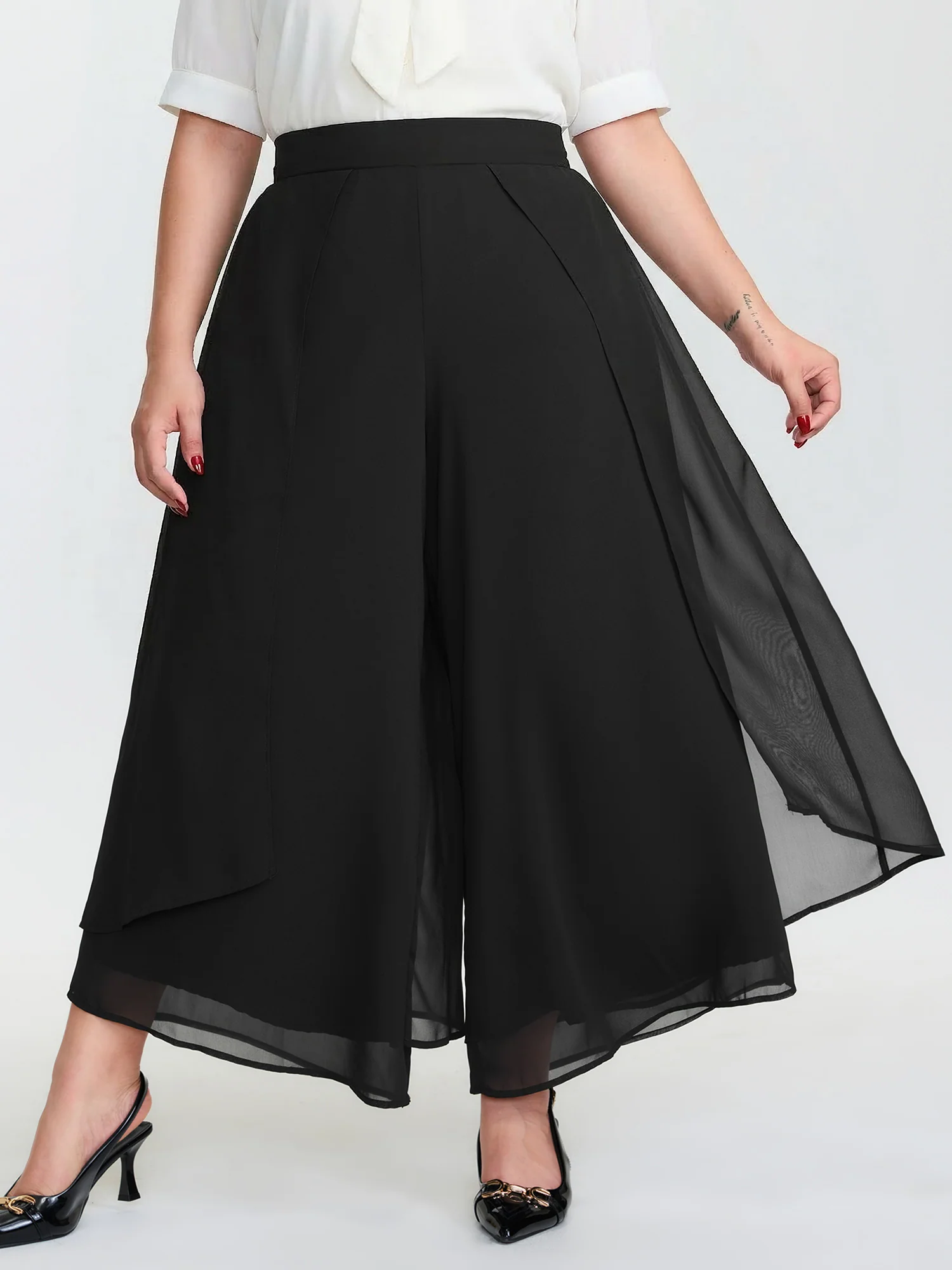 Chiffon Stretchy Waist Flowy Pants