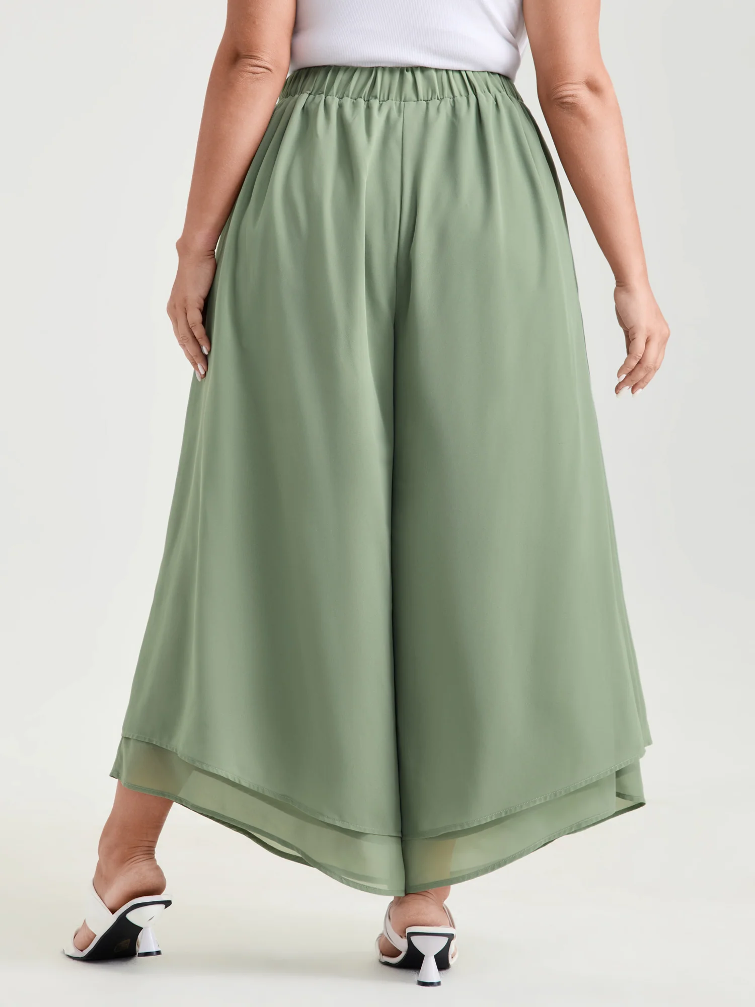 Chiffon Stretchy Waist Flowy Pants - Image 12