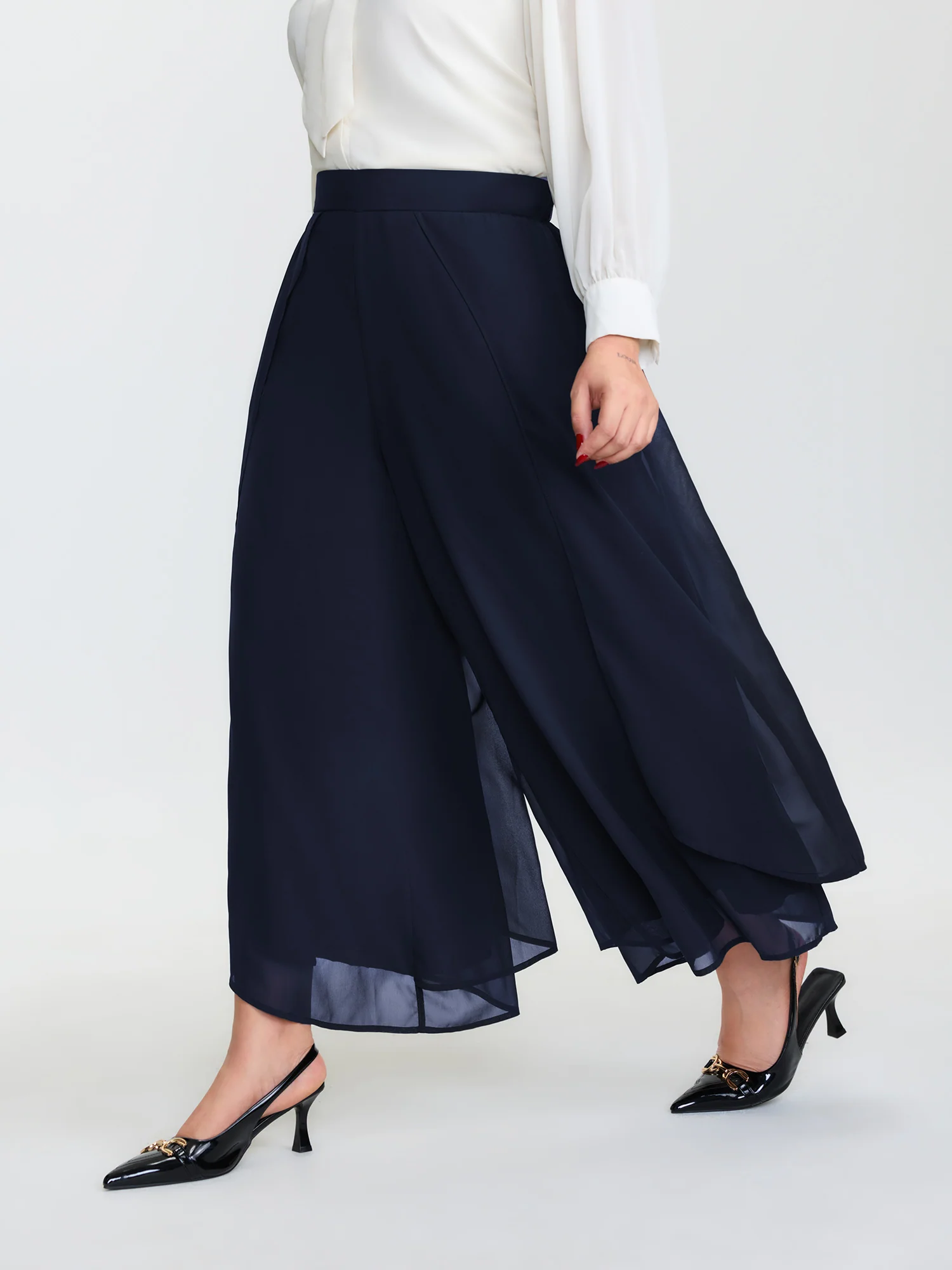 Chiffon Stretchy Waist Flowy Pants - Image 16