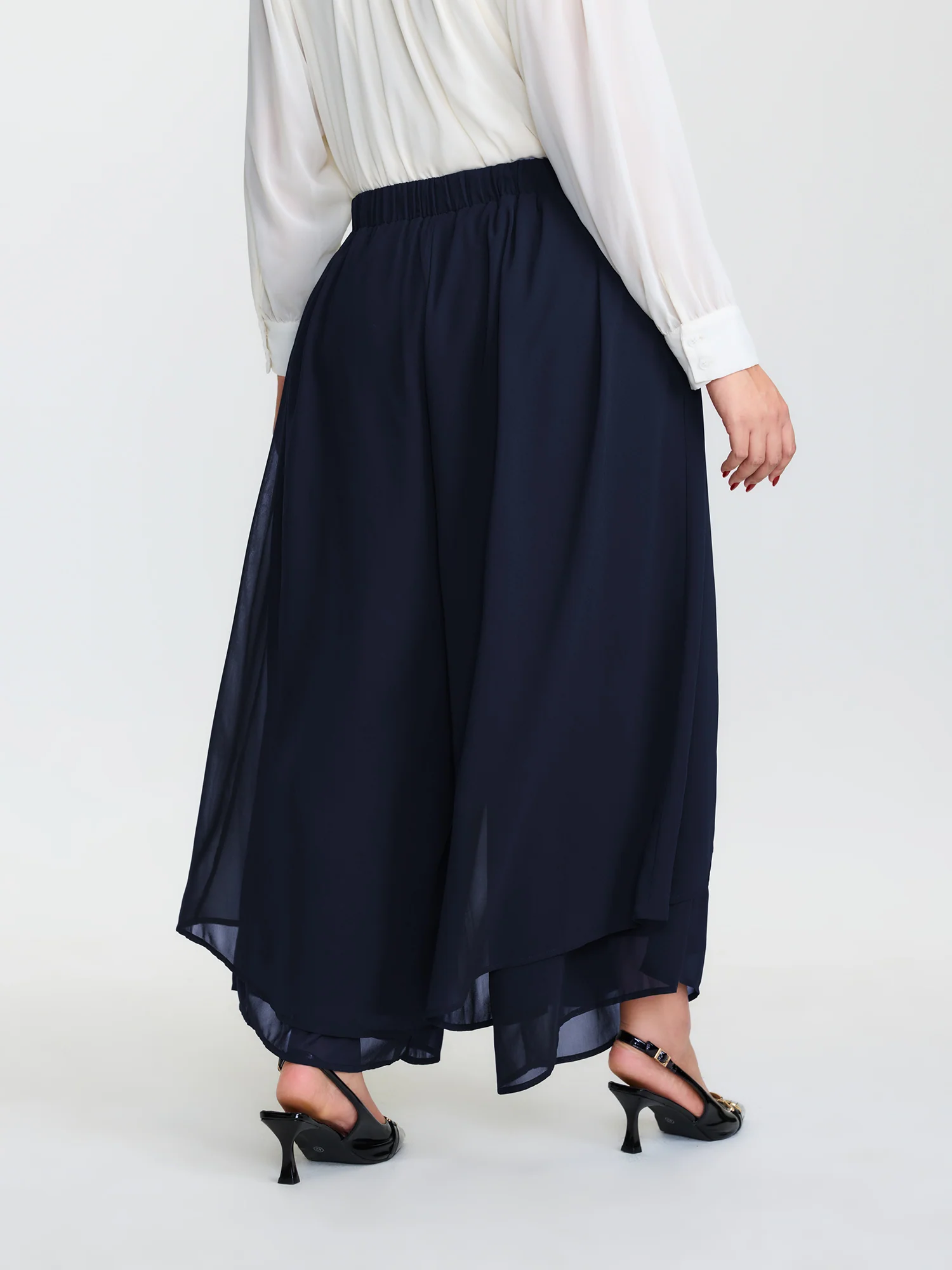 Chiffon Stretchy Waist Flowy Pants - Image 17