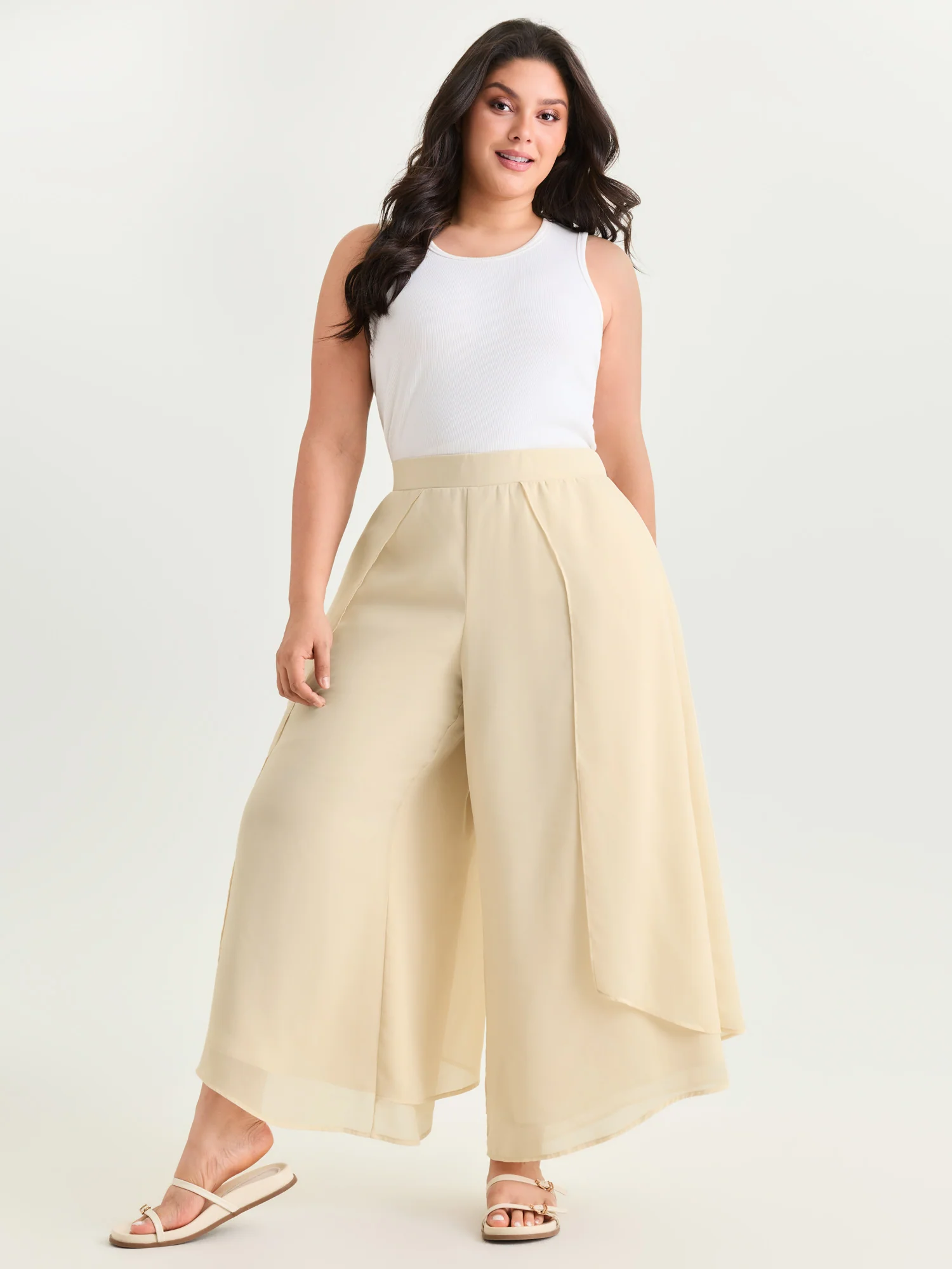 Chiffon Stretchy Waist Flowy Pants - Image 18