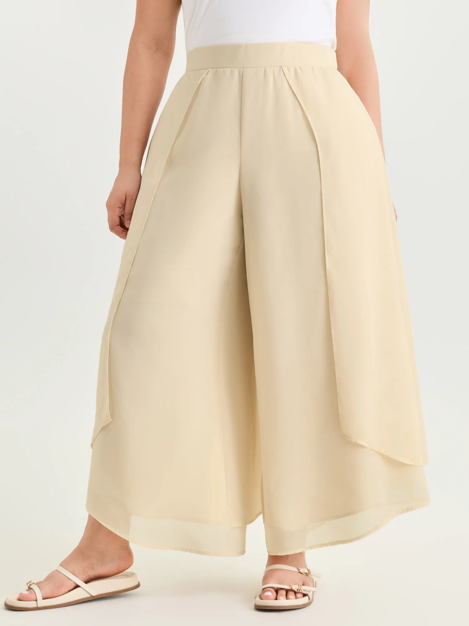 Chiffon Stretchy Waist Flowy Pants - Image 19