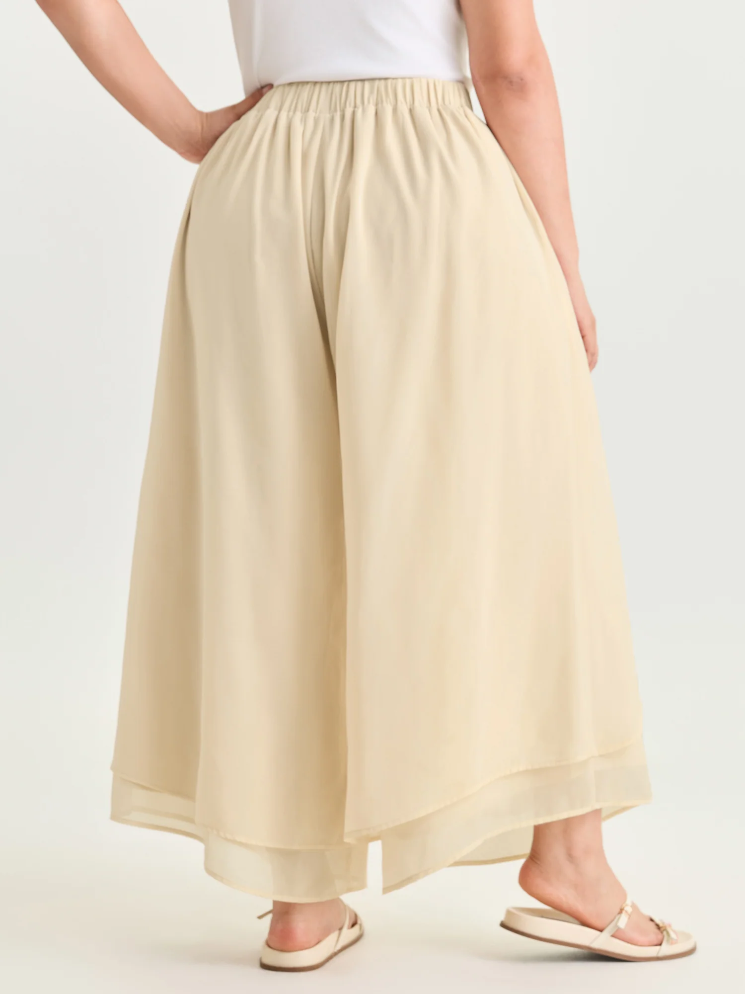 Chiffon Stretchy Waist Flowy Pants - Image 21