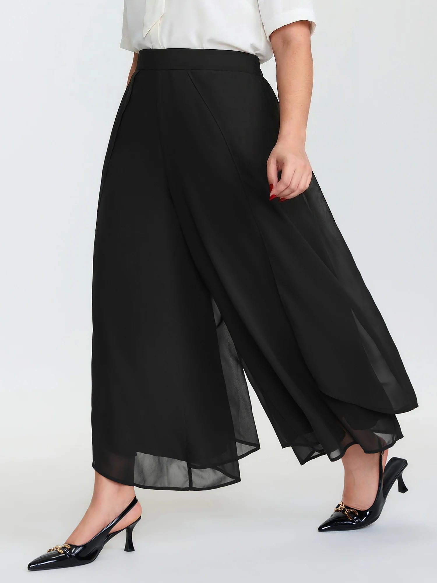 Chiffon Stretchy Waist Flowy Pants - Image 4
