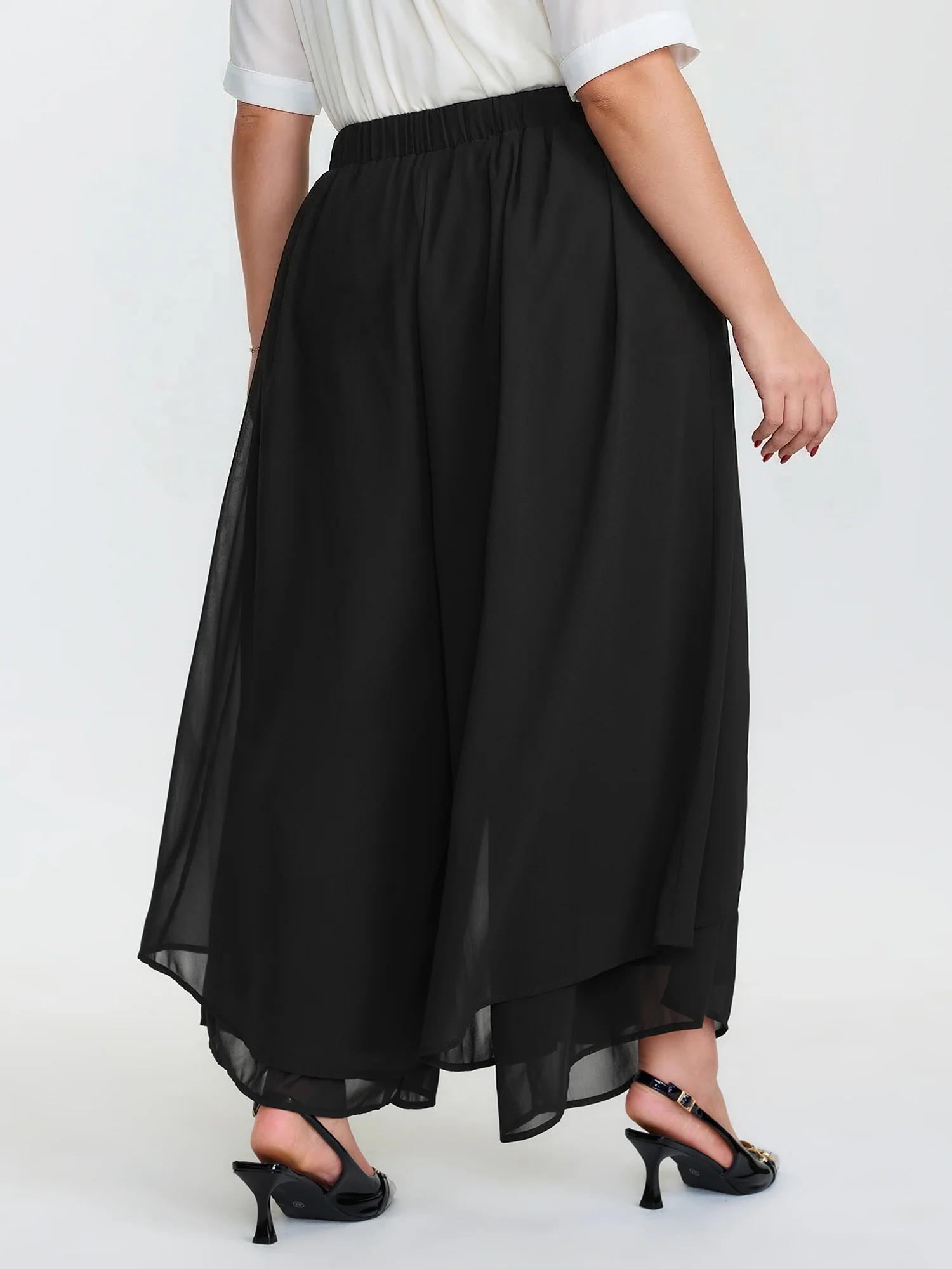 Chiffon Stretchy Waist Flowy Pants - Image 5