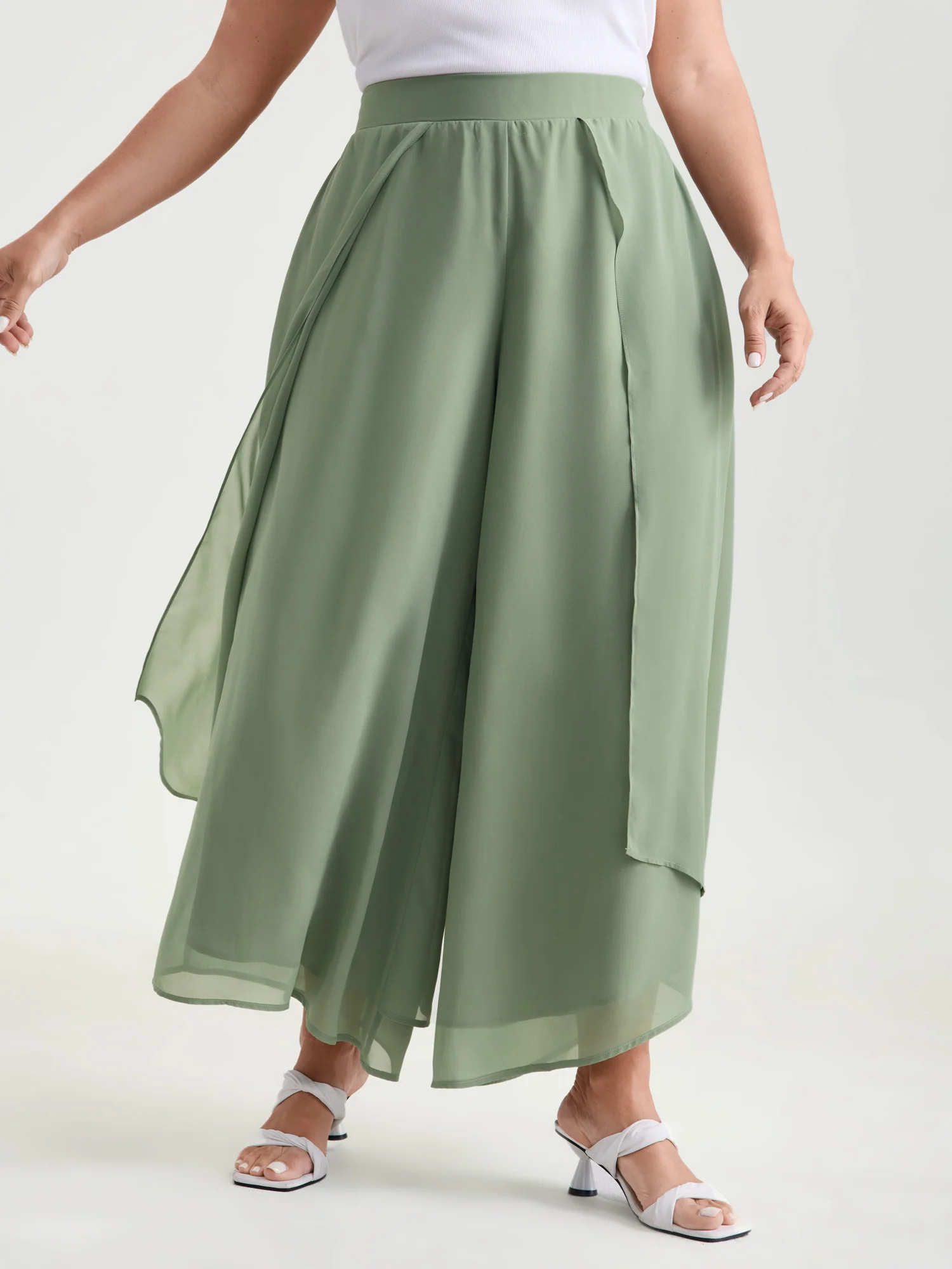 Chiffon Stretchy Waist Flowy Pants - Image 9