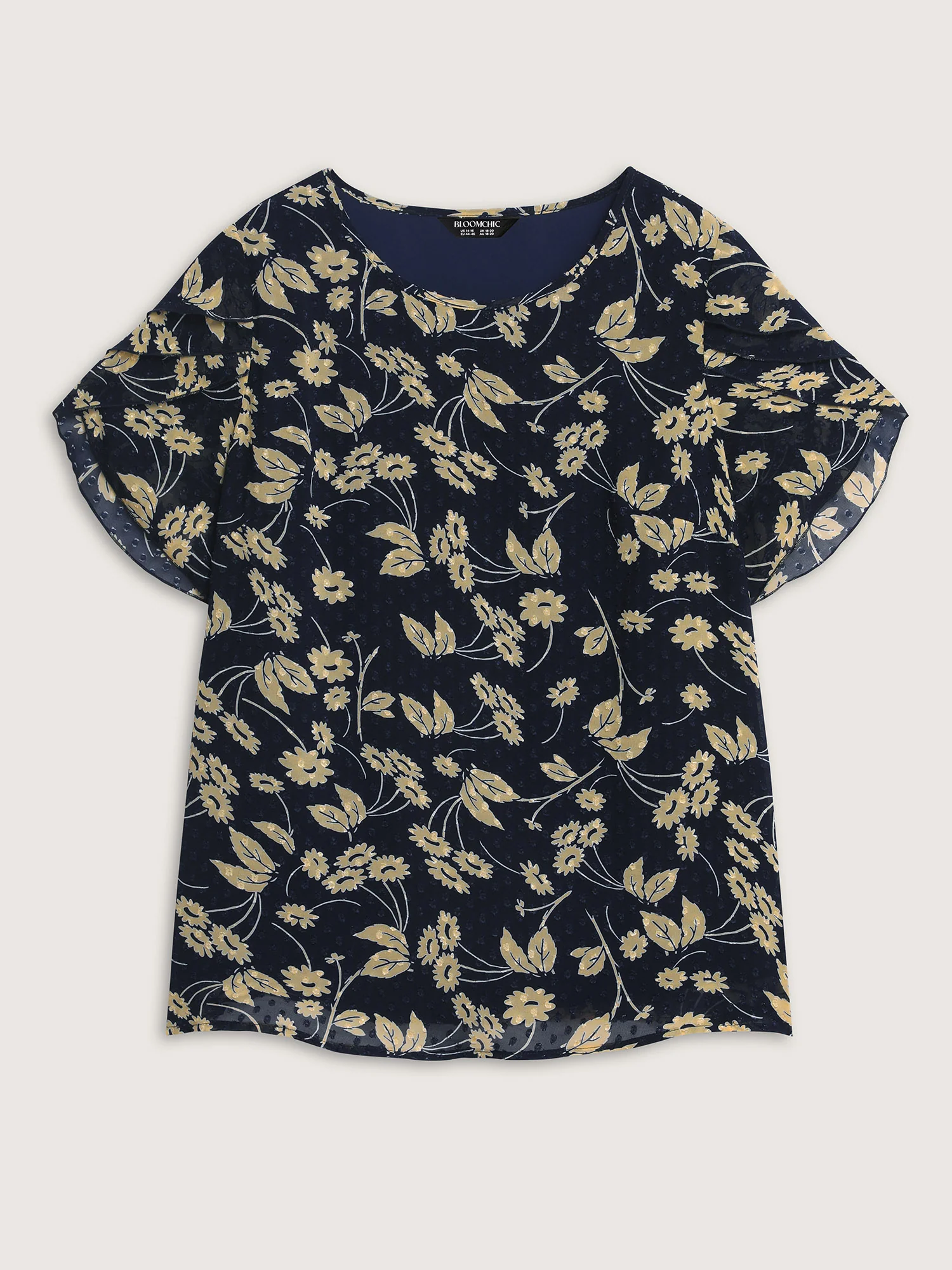 Chiffon Textured Floral Print Puff Sleeve Blouse - Image 6