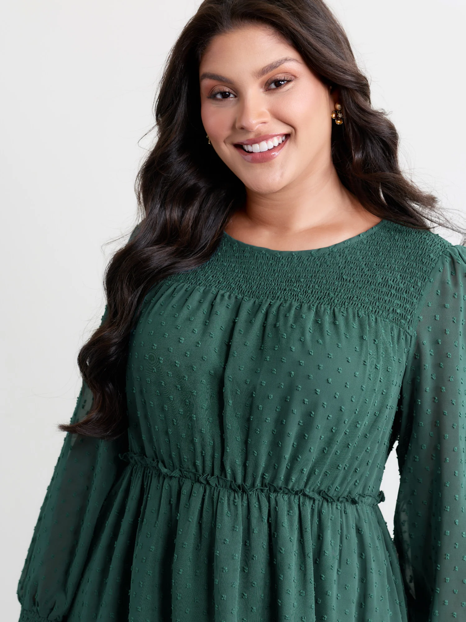 Chiffon Textured Shirred Ruffled Mini Dress - Image 2