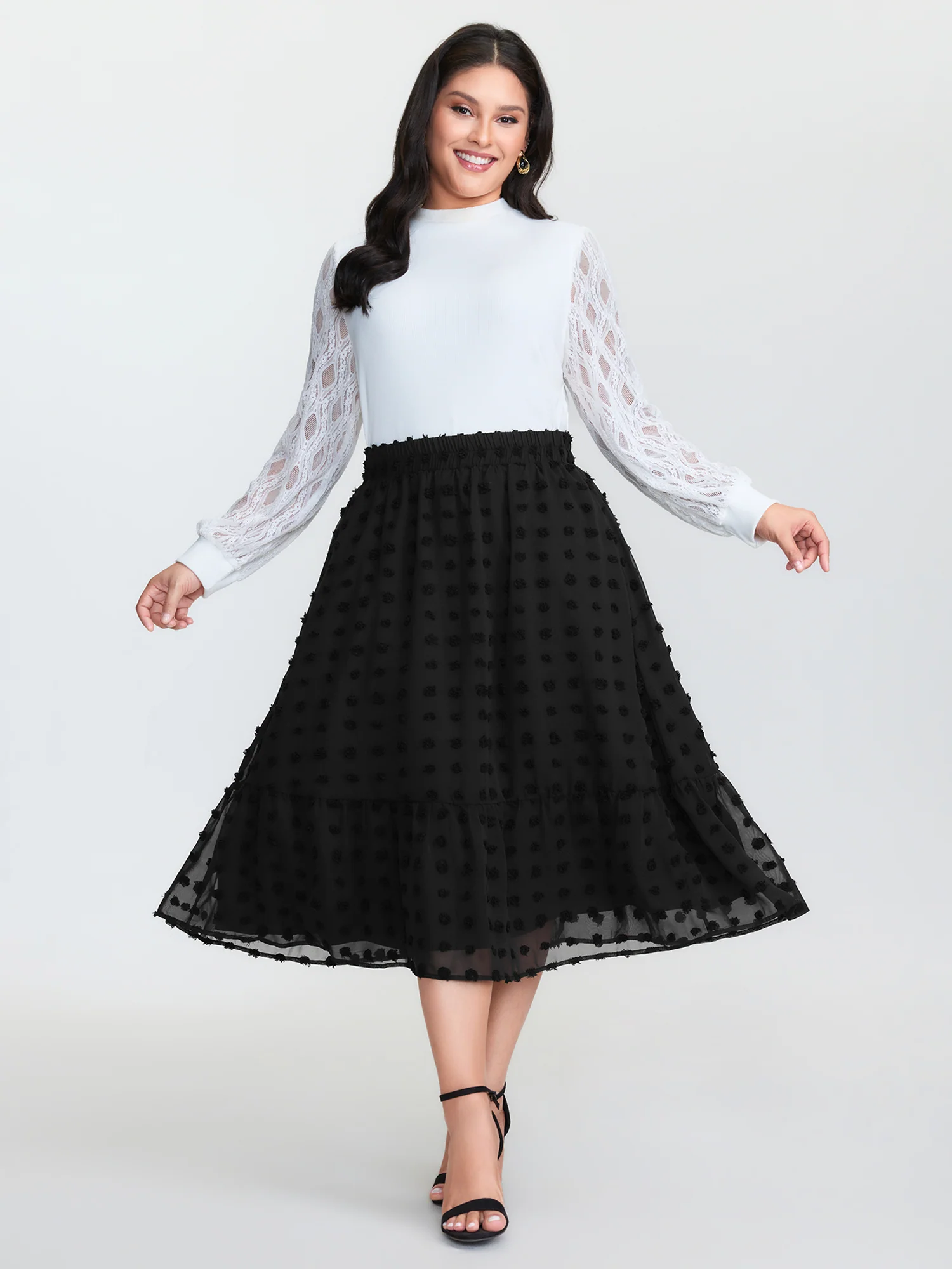 Chiffon Textured Stretchy Waist Maxi Skirt - Image 2