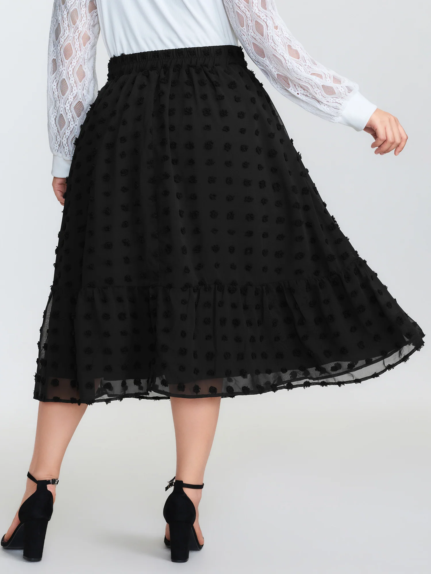 Chiffon Textured Stretchy Waist Maxi Skirt - Image 5