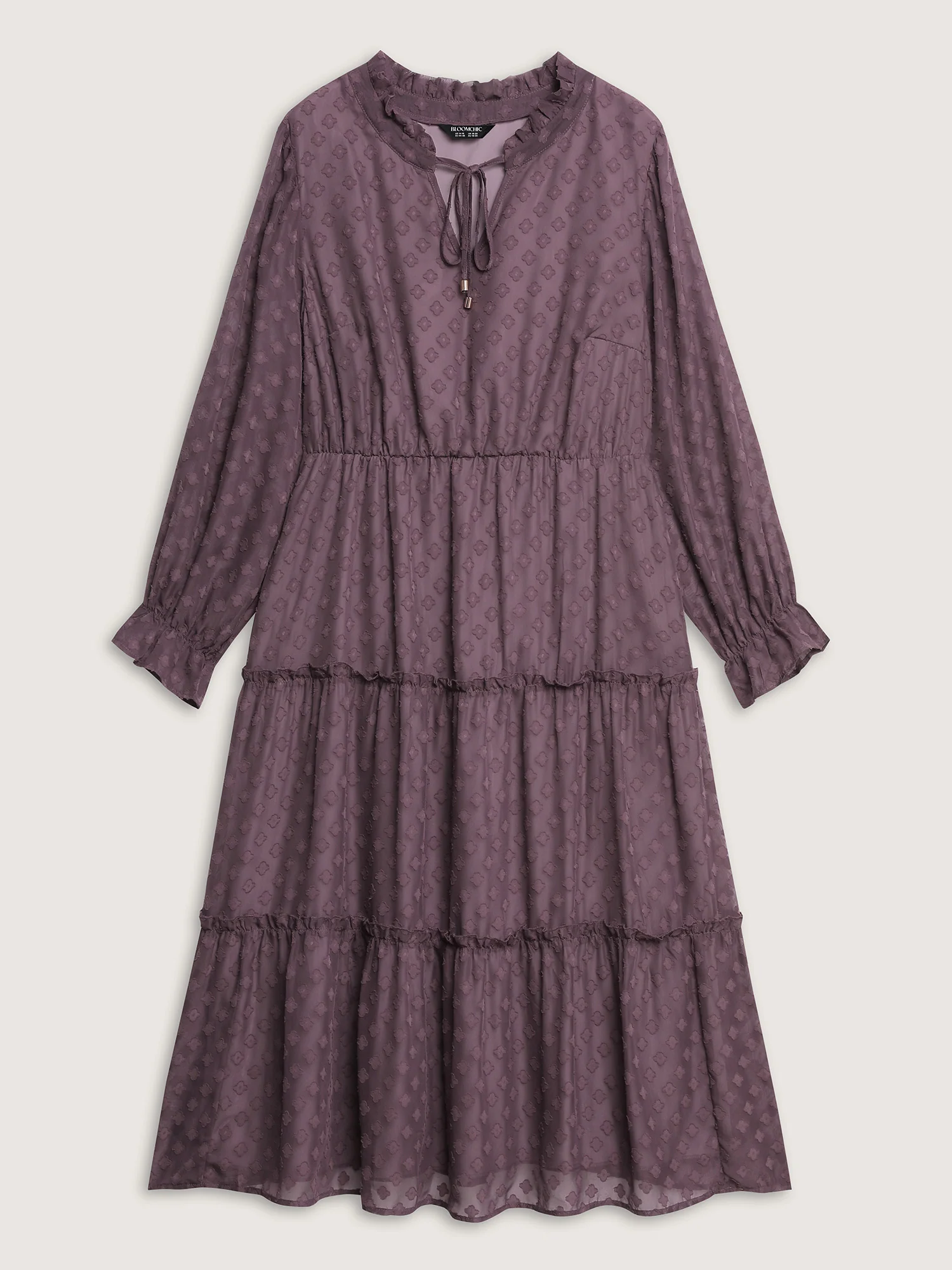 Chiffon Textured Tiered Ruffled Midi Dress - Image 8