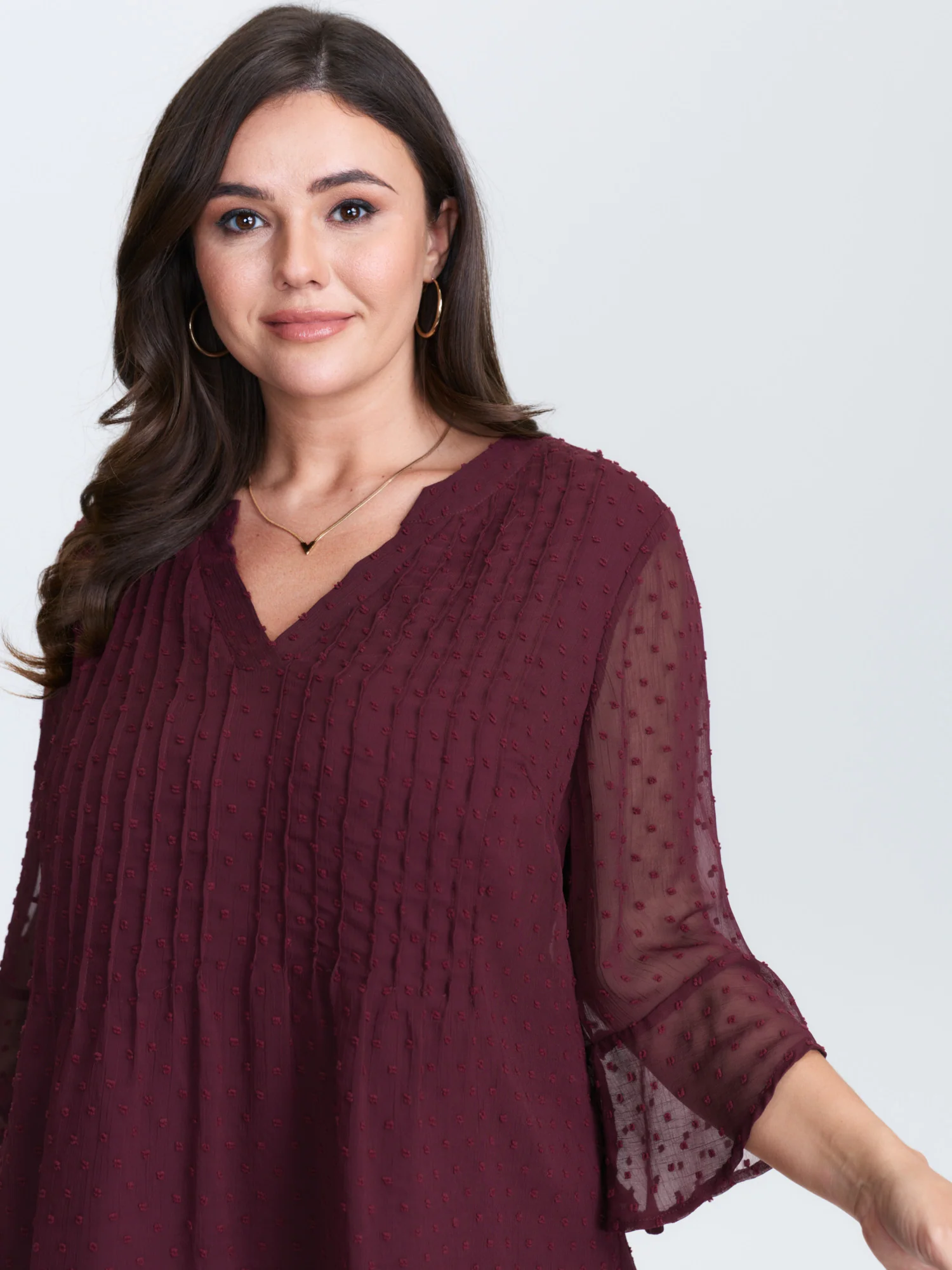 Chiffon Textured Toothpick Pleat Blouse - Image 2