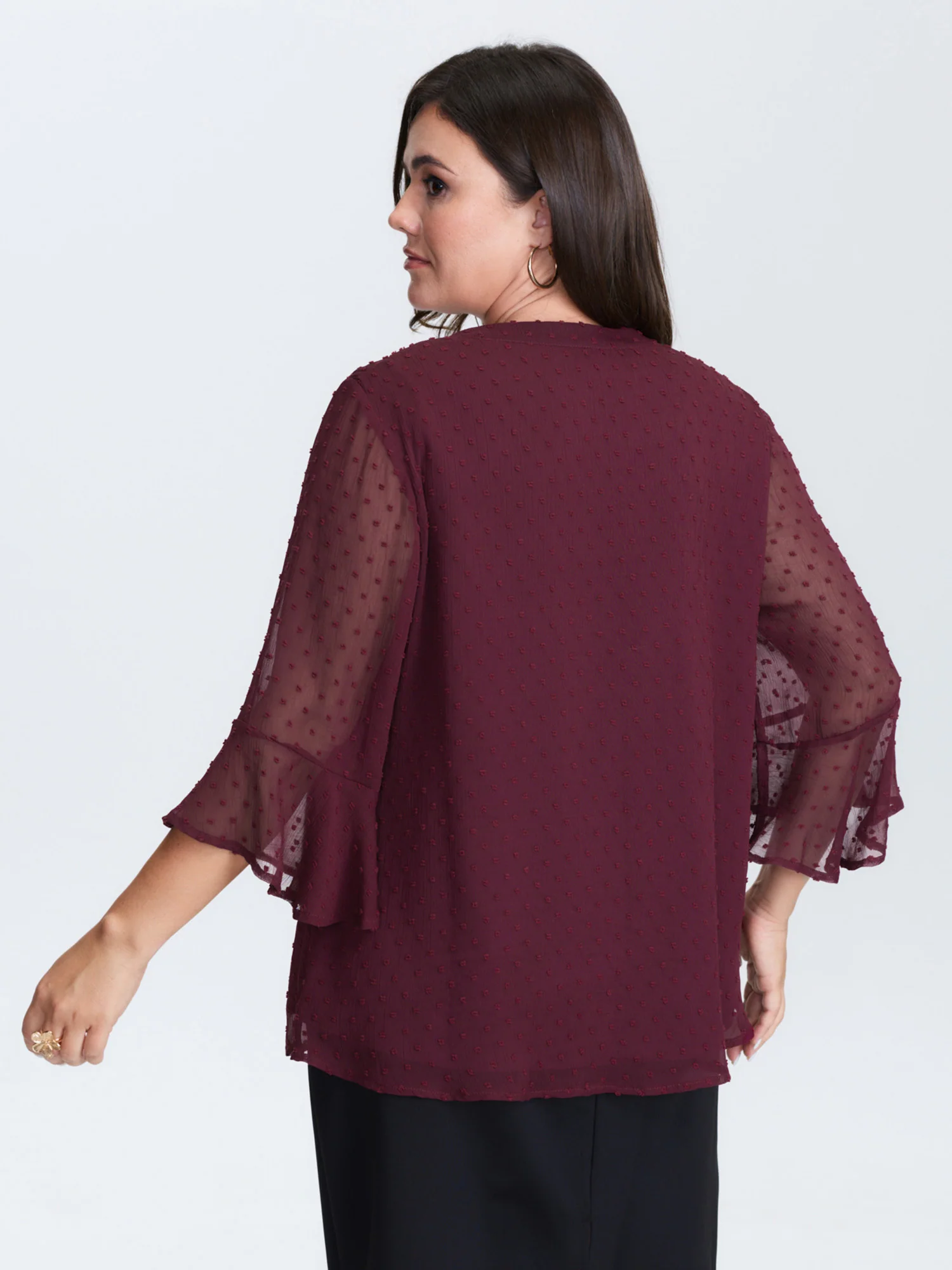 Chiffon Textured Toothpick Pleat Blouse - Image 4