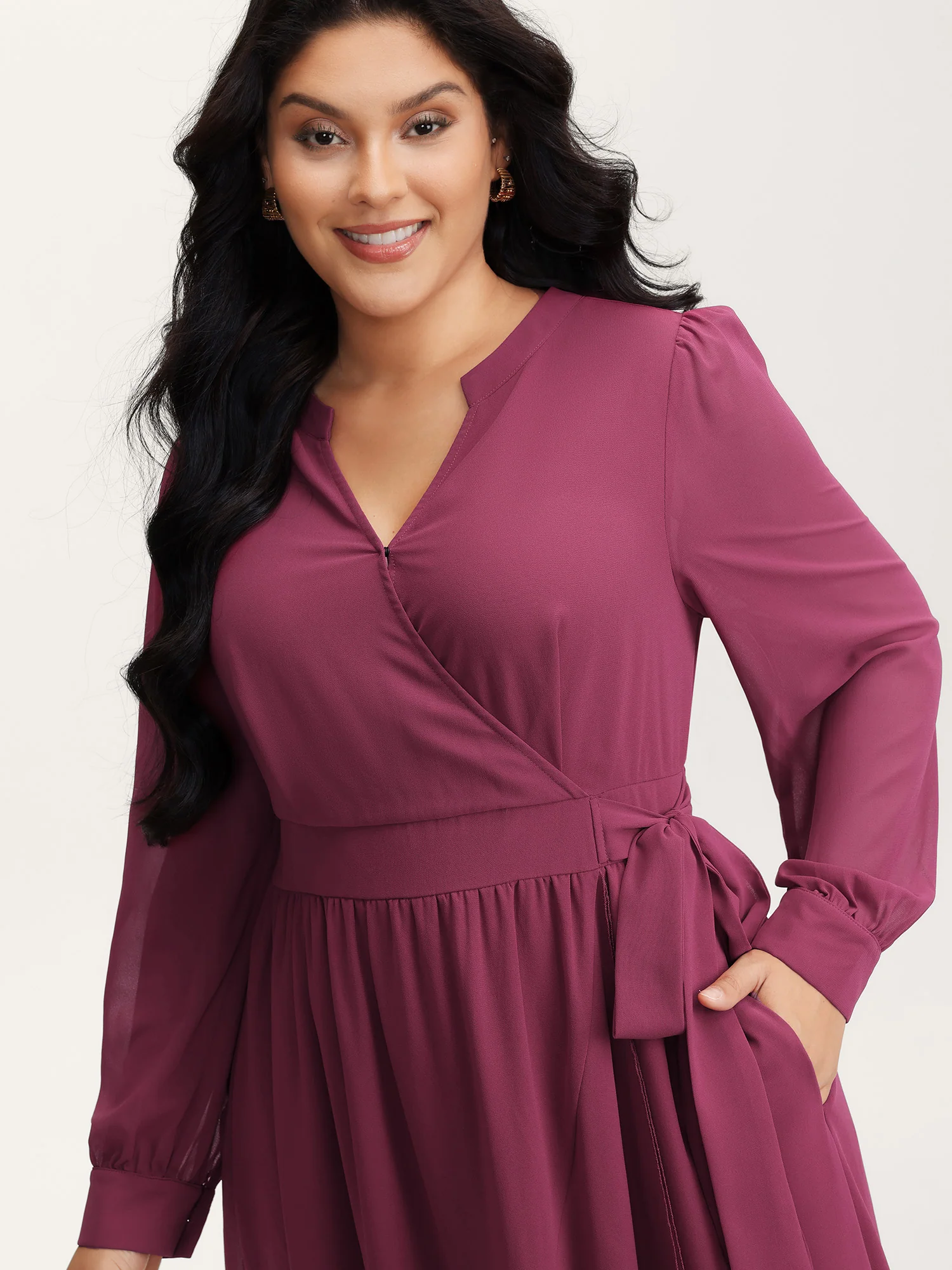 Chiffon Wrap Tie Layered Ruffled Maxi Dress - Image 2