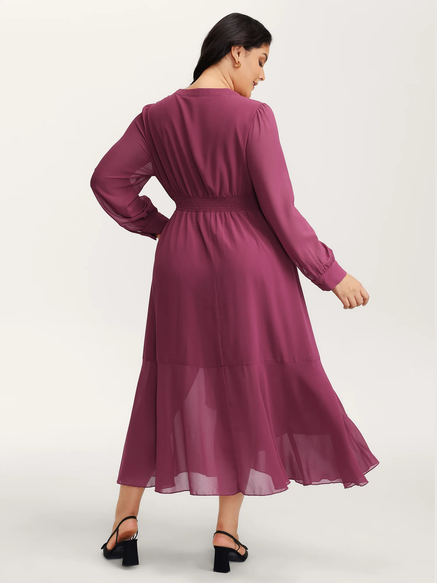 Chiffon Wrap Tie Layered Ruffled Maxi Dress - Image 4