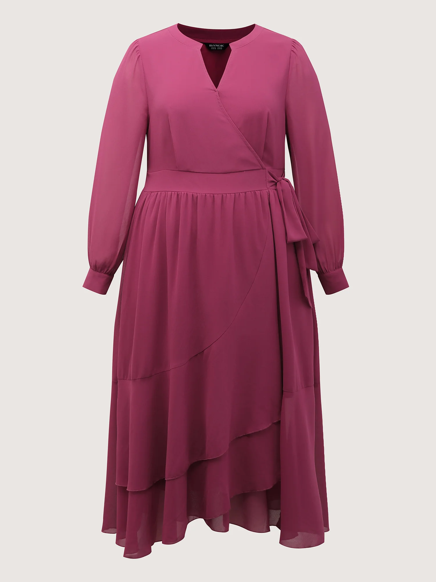 Chiffon Wrap Tie Layered Ruffled Maxi Dress - Image 7