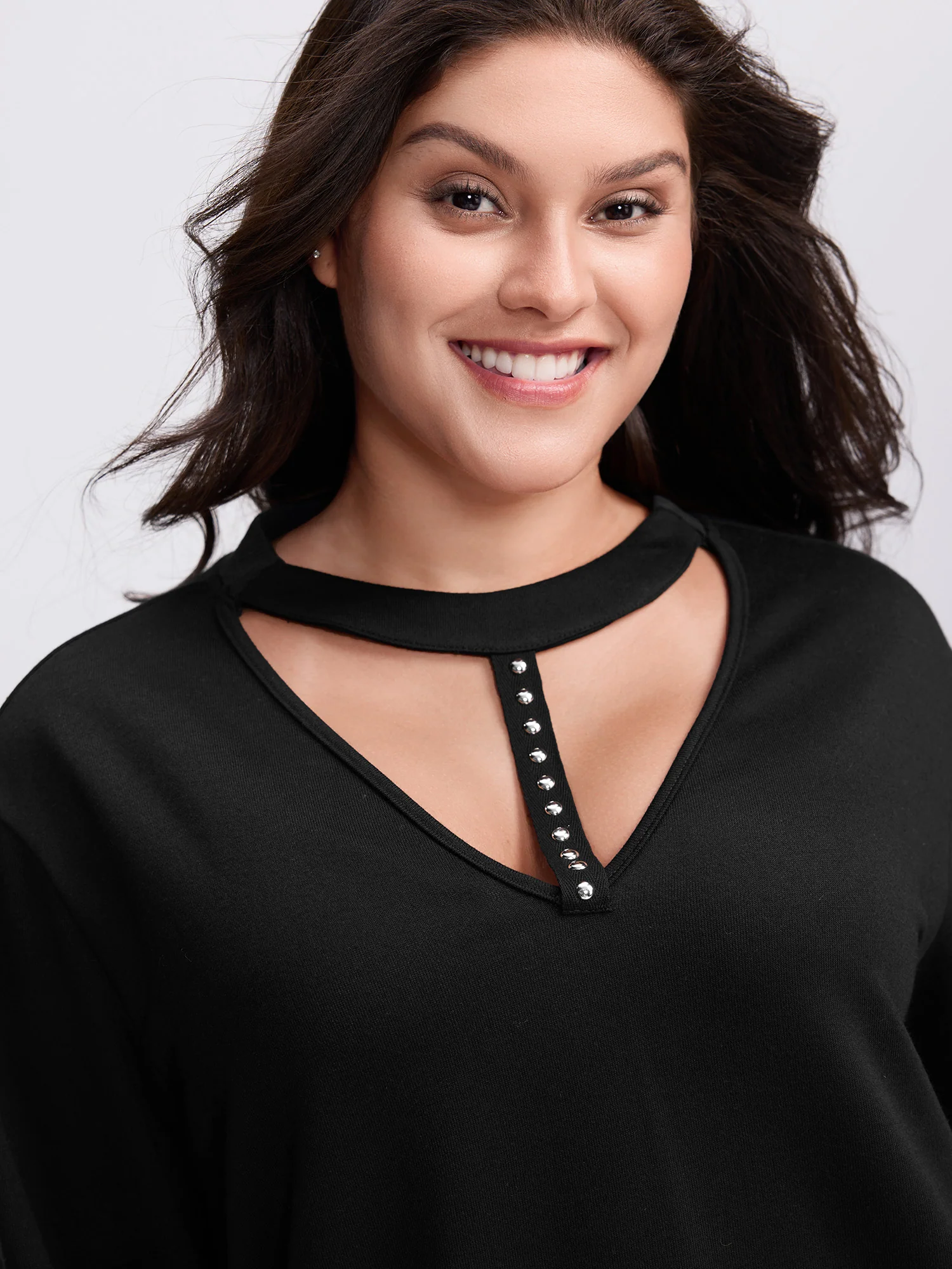 Choker Neck Cut-Out Sweatshirt - Image 2