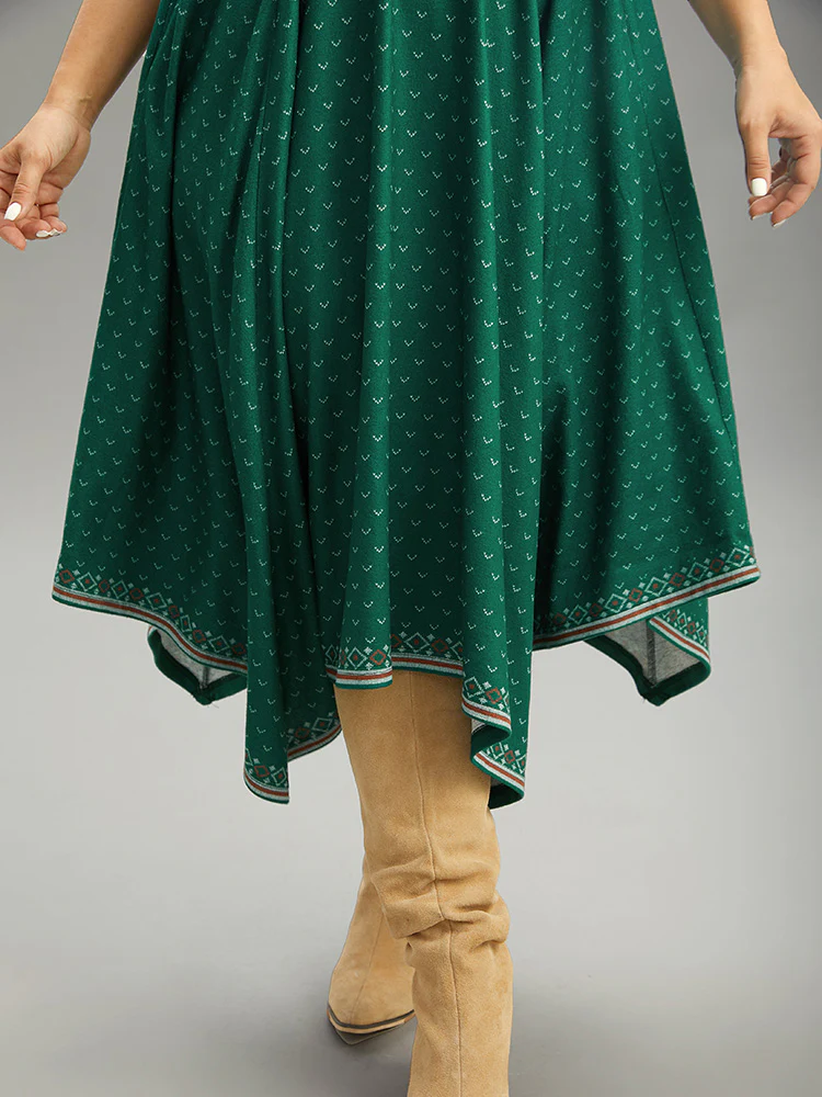 Christmas Elk Elastic Waist Hanky Hem Dress - Image 5