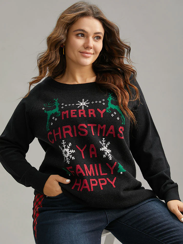 Supersoft Essentials Christmas Elk Letter Crew Neck Pullover - Image 2