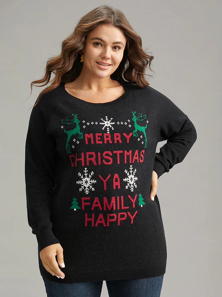 Supersoft Essentials Christmas Elk Letter Crew Neck Pullover - Image 4