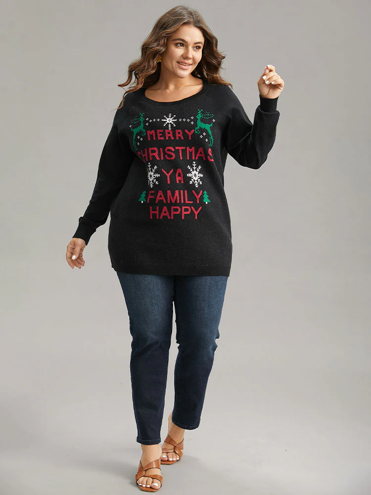 Supersoft Essentials Christmas Elk Letter Crew Neck Pullover - Image 5
